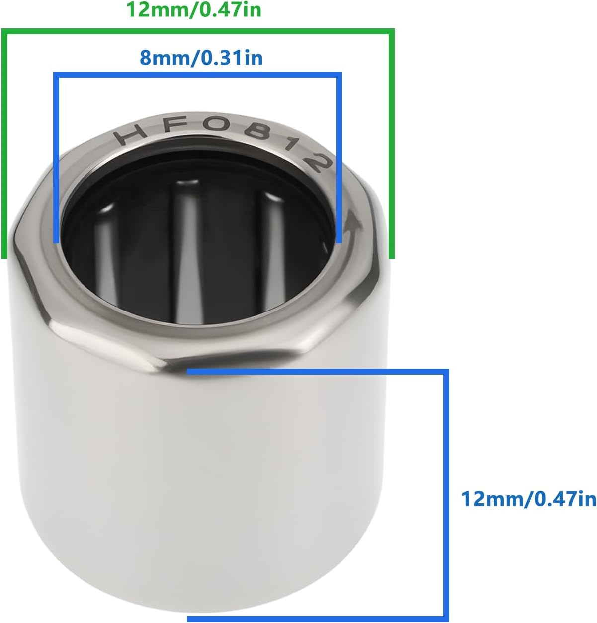 8Pcs HF0812 One Way Needle Roller Bearings 8X12X12Mm for Gearbox Small Engines DIY Robotics RC