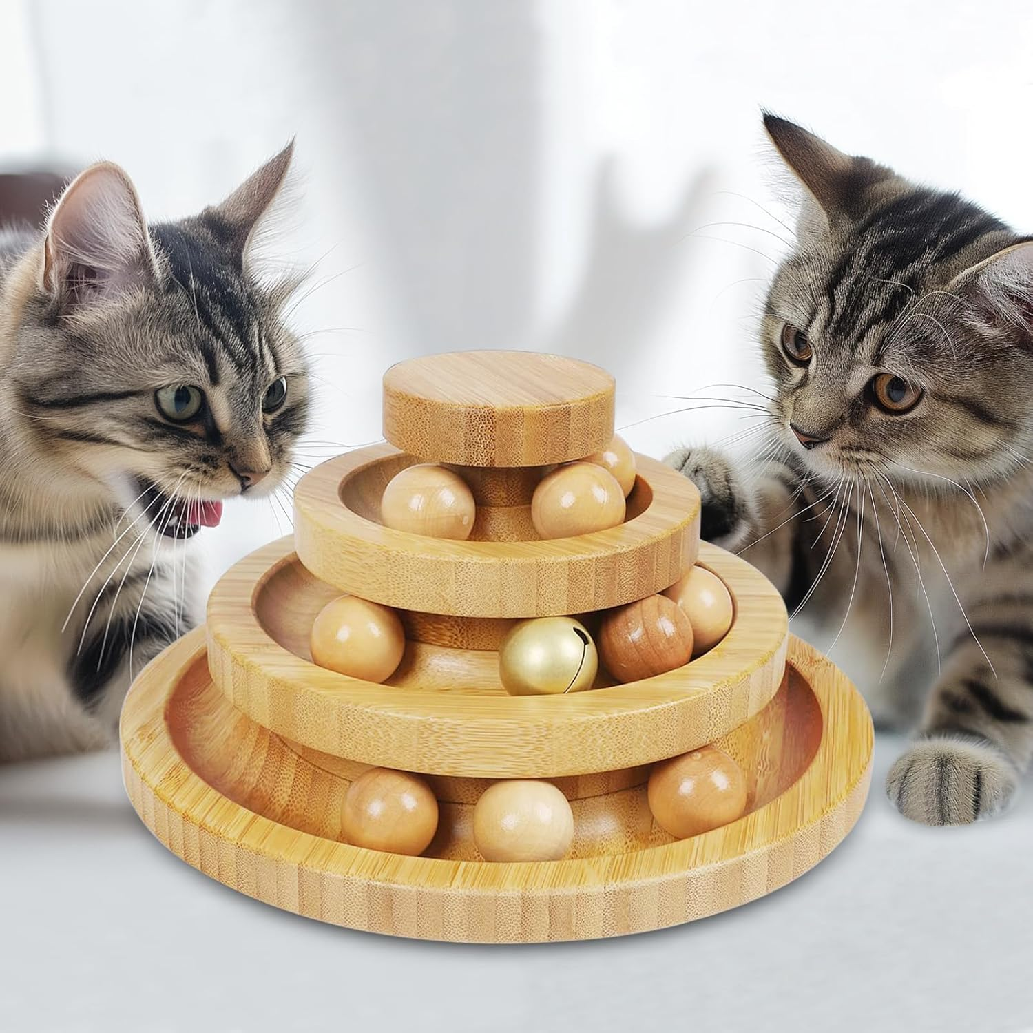 EP Leben Cat Ball Track Toy, Kitty Toys Roller, 3-Level Ball Tower with 9 Removable Balls,Interactive Cat Toy, DIY Circle Fun Toy for Kitten Mental Physical Exercise - Medium Size image number 2