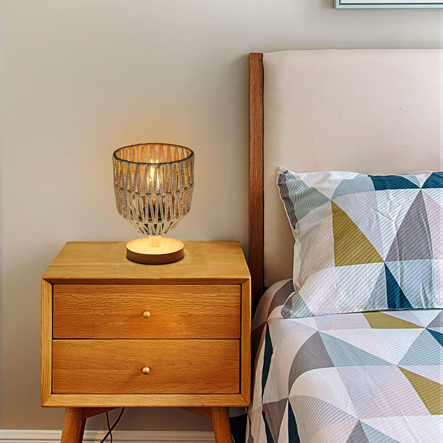 Small Rattan Lampshade, Small Boho Pendant Lampshade (Brown, Pack of 3) image number 1