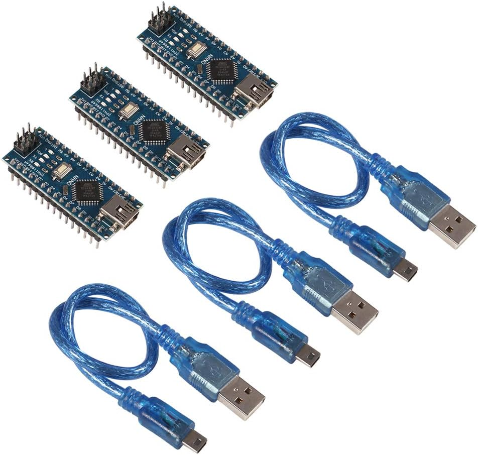 AITRIP 3Pcs for Arduino Mini Nano V3.0 Atmega328P 5V 16M Micro Controller Board Module with 3Pcs USB Cable Compatible with Arduino IDE image number 1