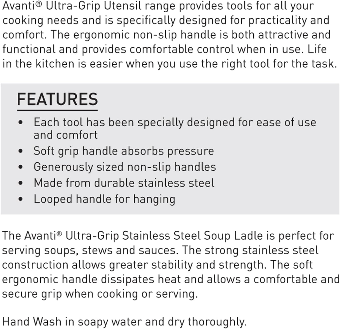 Avanti Ultra Grip Stainless Steel Soup Ladle image number 1