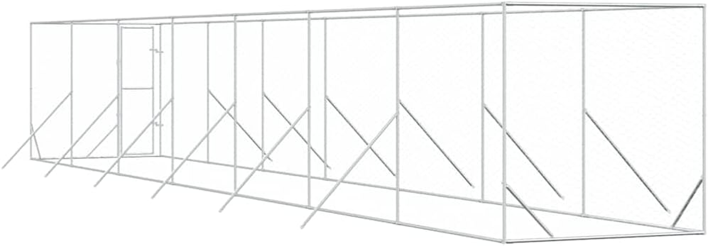 Outdoor Dog Kennel Silver 2X14X2 M Galvanised Steel Pet Shelter Large Yard image number 5