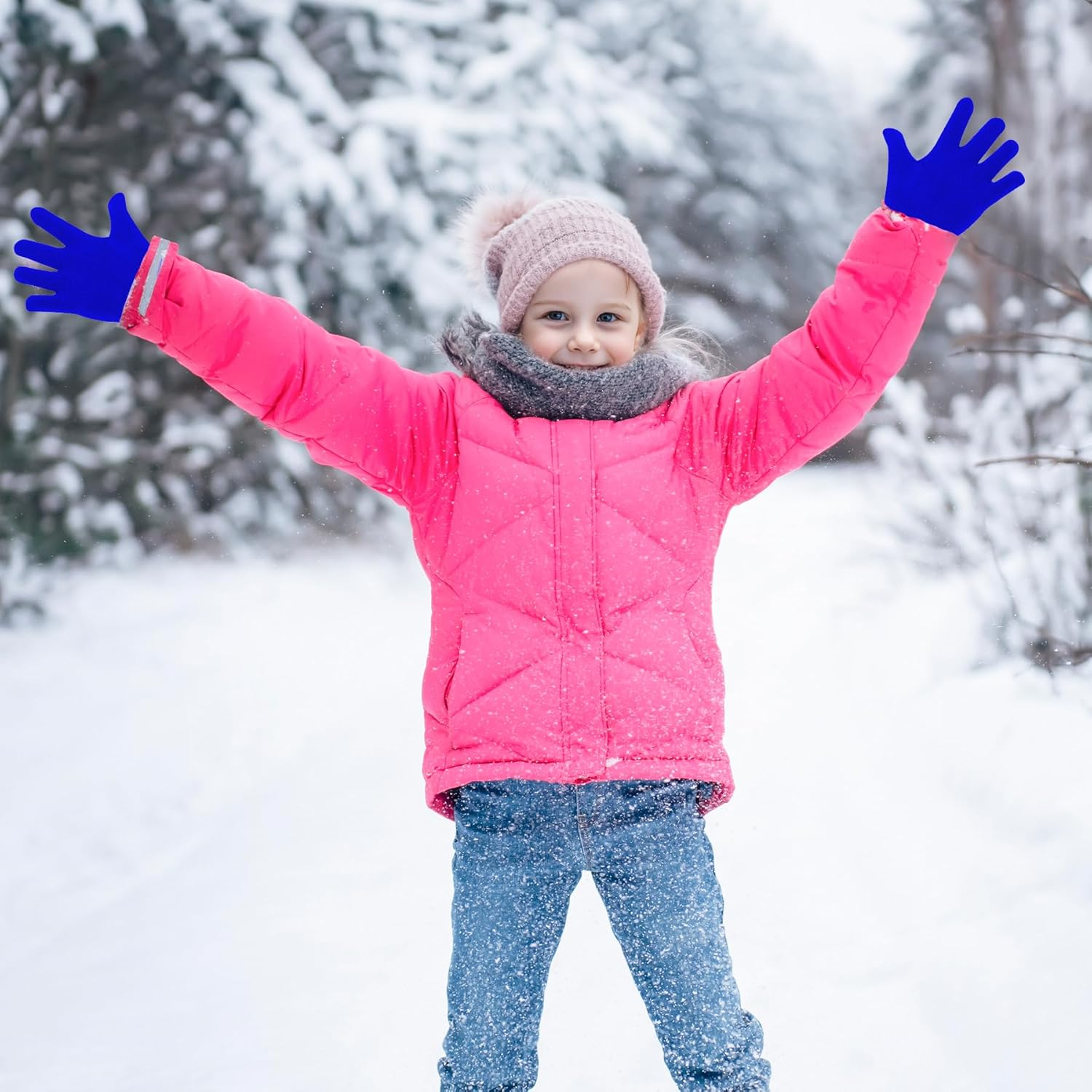 Jiebor 12 Pairs Kids Warm Gloves Winter Gloves Knit Gloves for Boys Girls Children Kids image number 6