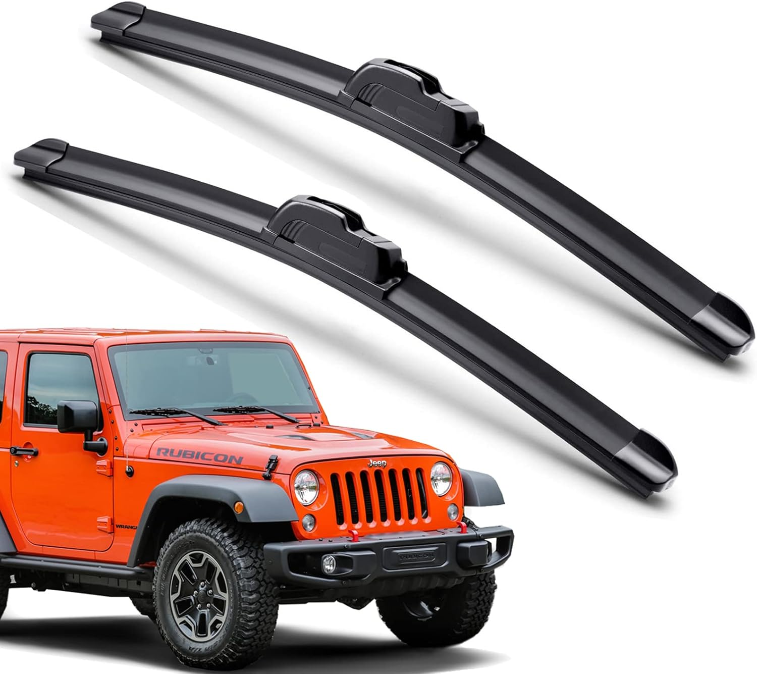 Premium U/J Hook 15"+15" Windshield Wiper Blades for 2007-2018 Jep Wrangler JK Original Equipment Replacement Jeep Wrangler Accessories (Pack of 2) image number 1