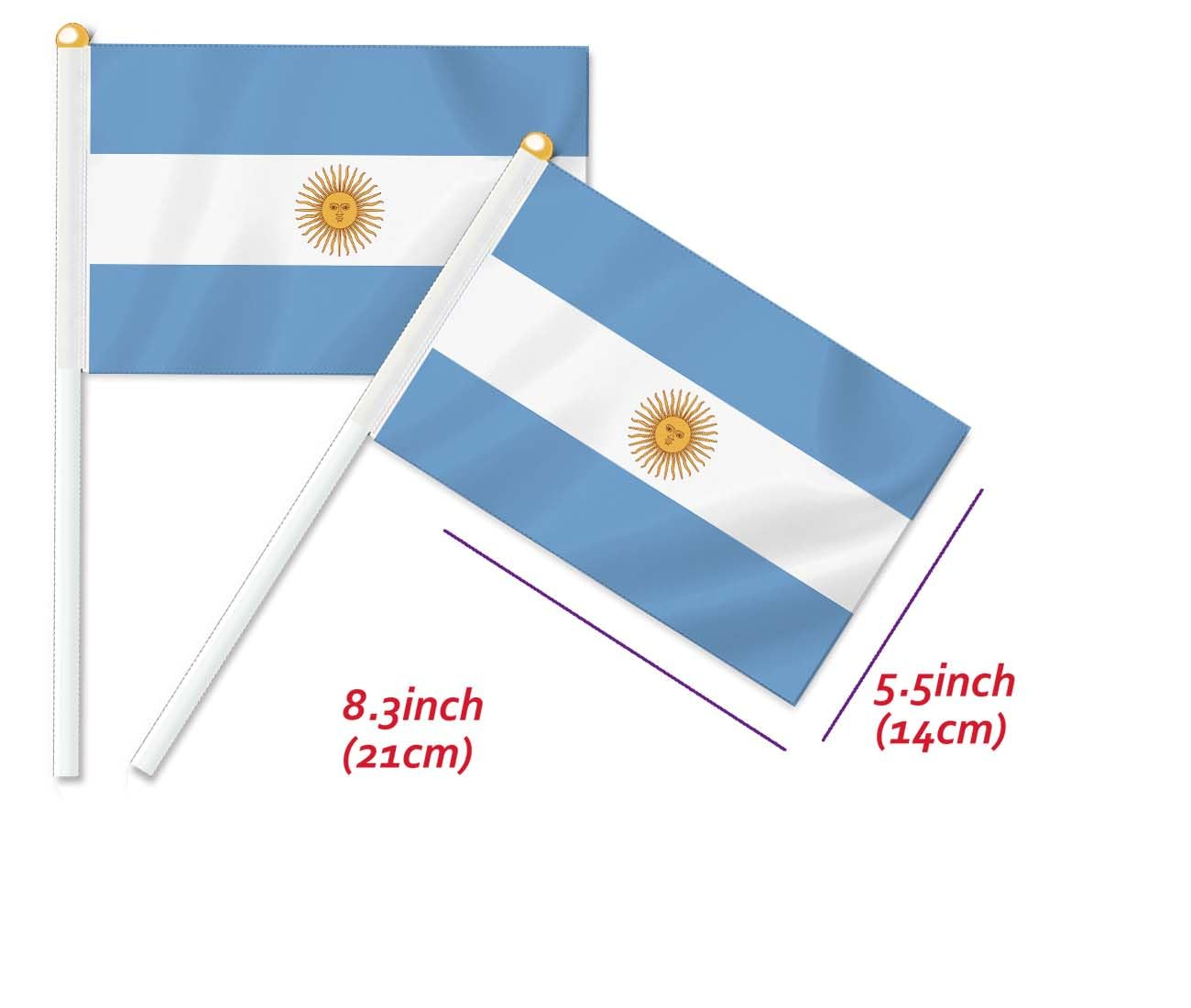 10 PCS Argentina Handheld Small Flag, Argentinians Hand Held Mini Decor Decoration Banner image number 2