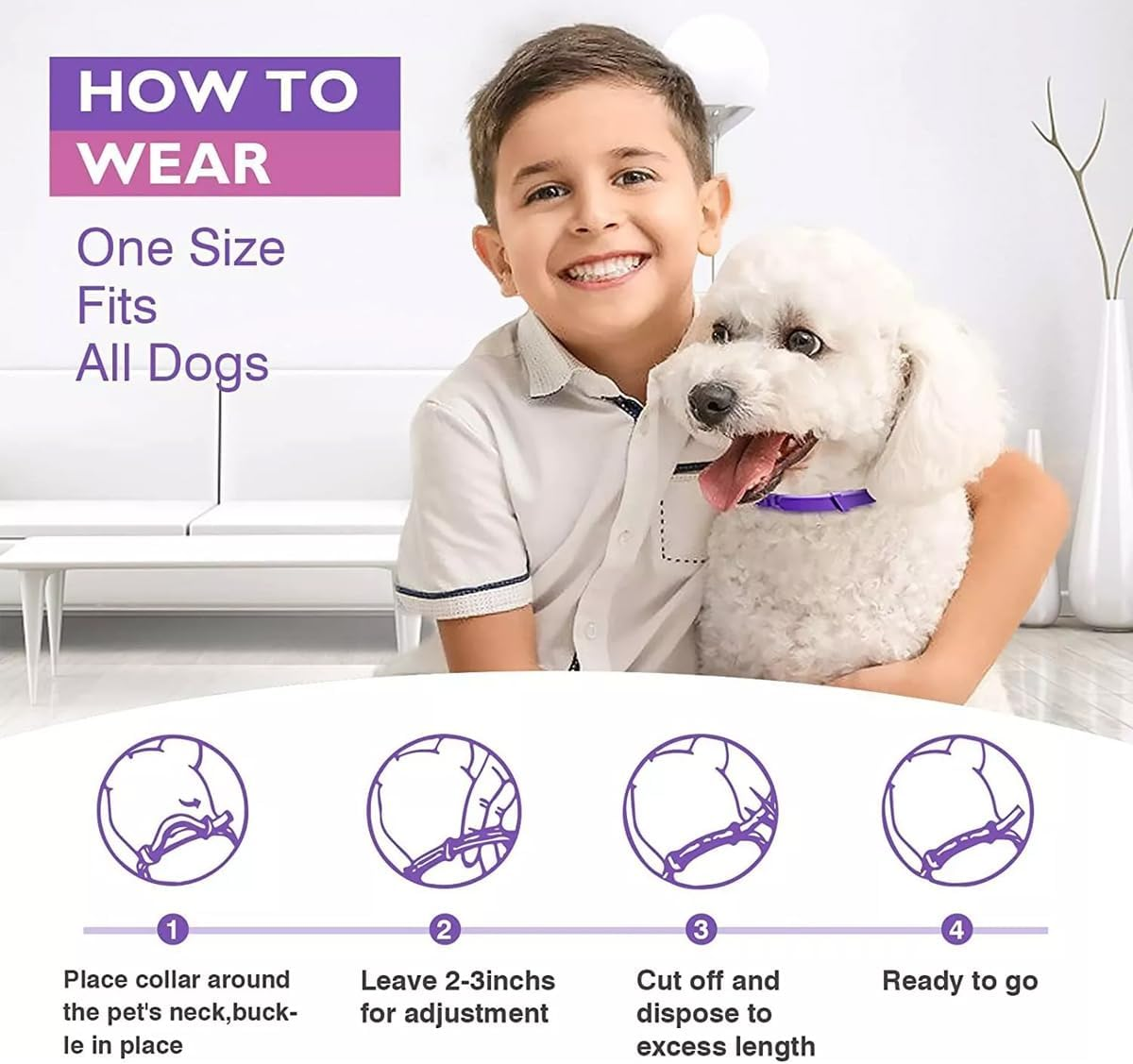 AIMALL Adjustable Anti-Anxiety Calming Collars for Cats and Dogs, 3/4 Pack, 27.55In for Dogs and 14.96In for Cats, Natural Anxiety Relief, 4-Week Effectiveness - 38Cm-4Pcs image number 6