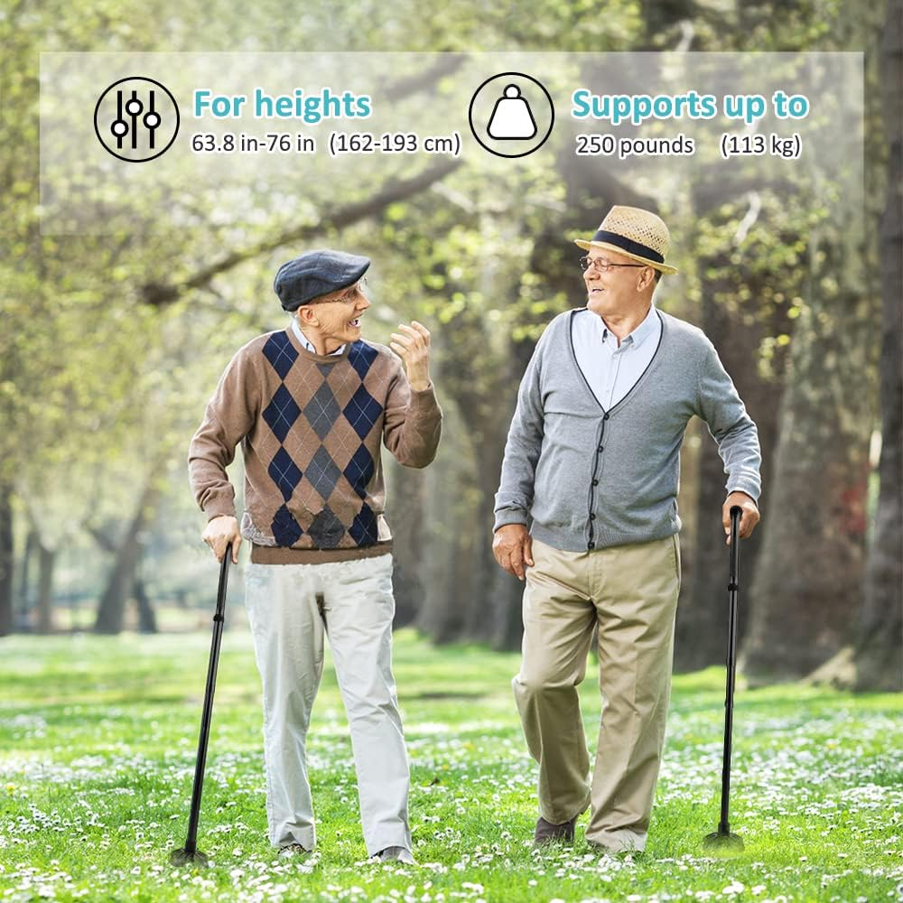 Extra Stable Walking Stick for Seniors - Offset Walking Cane - Foldable/Folding Walking Stick - Lightweight, Adjustable Height - Ergonomic Grip - Ideal Walking Sticks for Elderly image number 4
