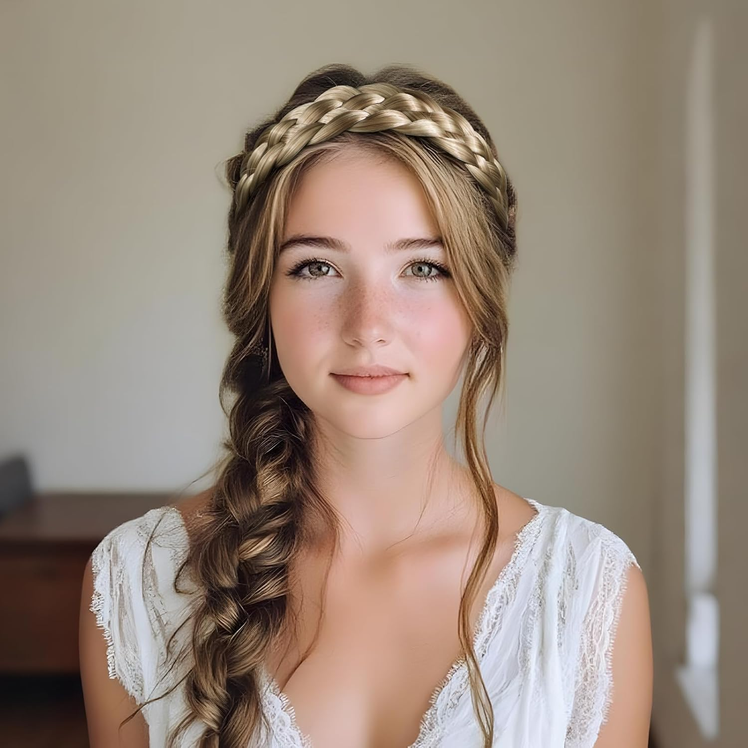 BOFUNX Women'S Hair Band Braided Headband Dirndl Braid Hair Accessories for Oktoberfest Wedding Party - Dark Brown image number 5