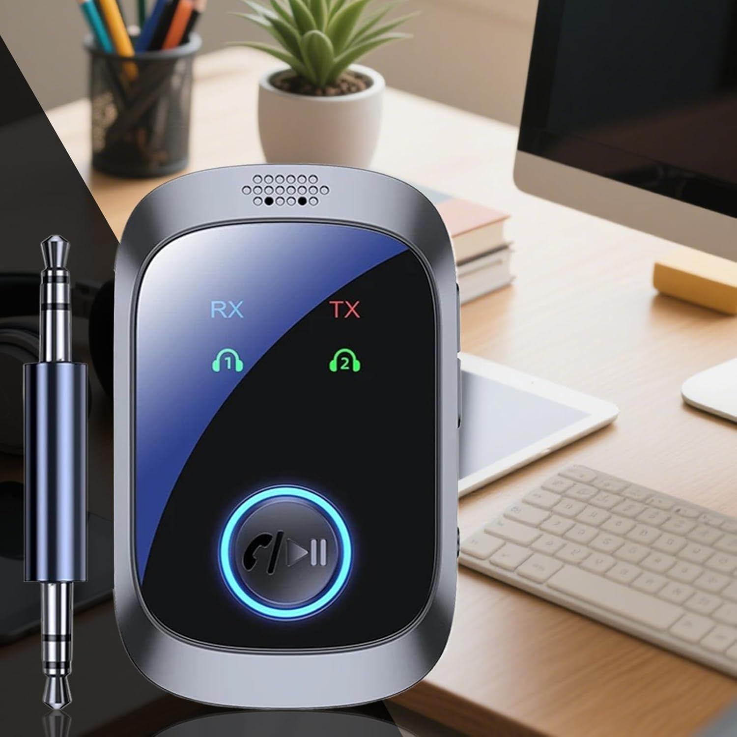 Wireless Adapter - Wireless Transmitter for TV | Double Stream Multipoint 2 in 1 Hifi LCD Screen for Music Game Consoles Tvs Speakers Cell Phones Pc Car Home Gym image number 5