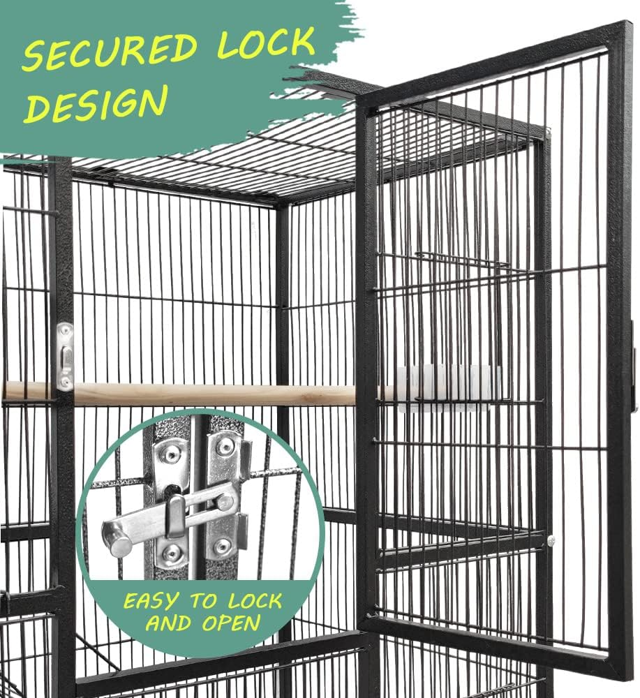 Taily 176Cm Large Bird Cage Stand-Alone Aviary Cages Travel Stand Budgie Parrot Birdcage with Removable Tray Black image number 1