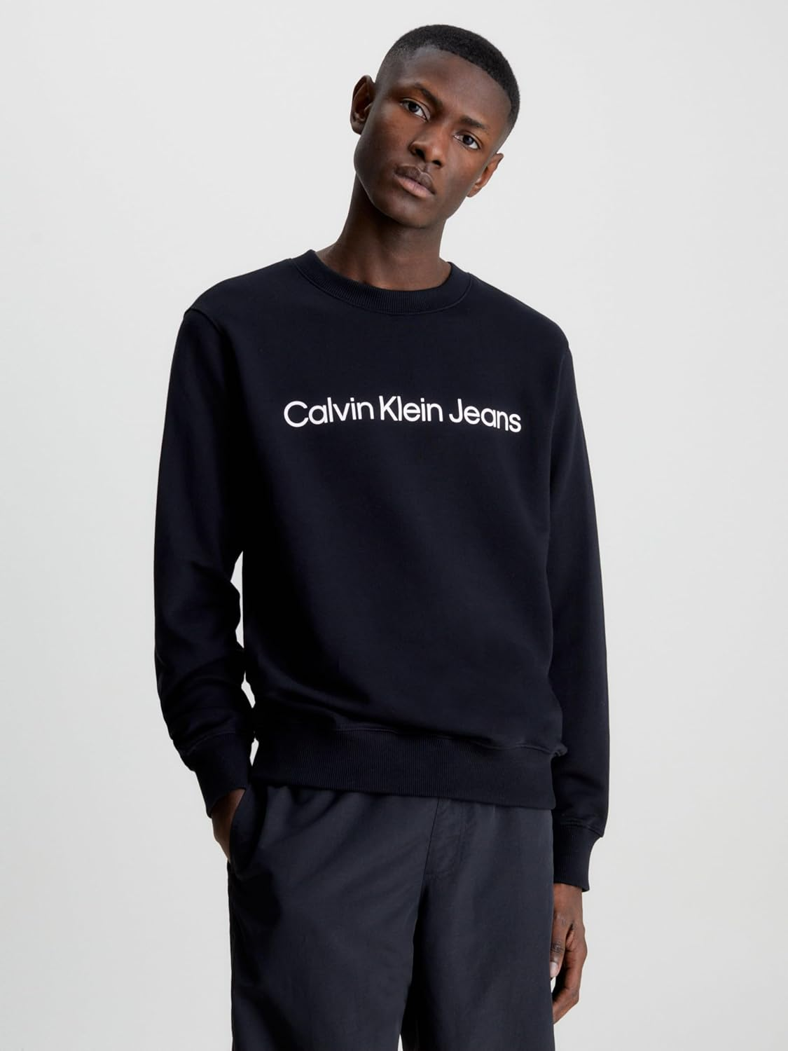 Calvin Klein Jeans Mens Core Institutional Logo Sweatshirt, Ck Black image number 3