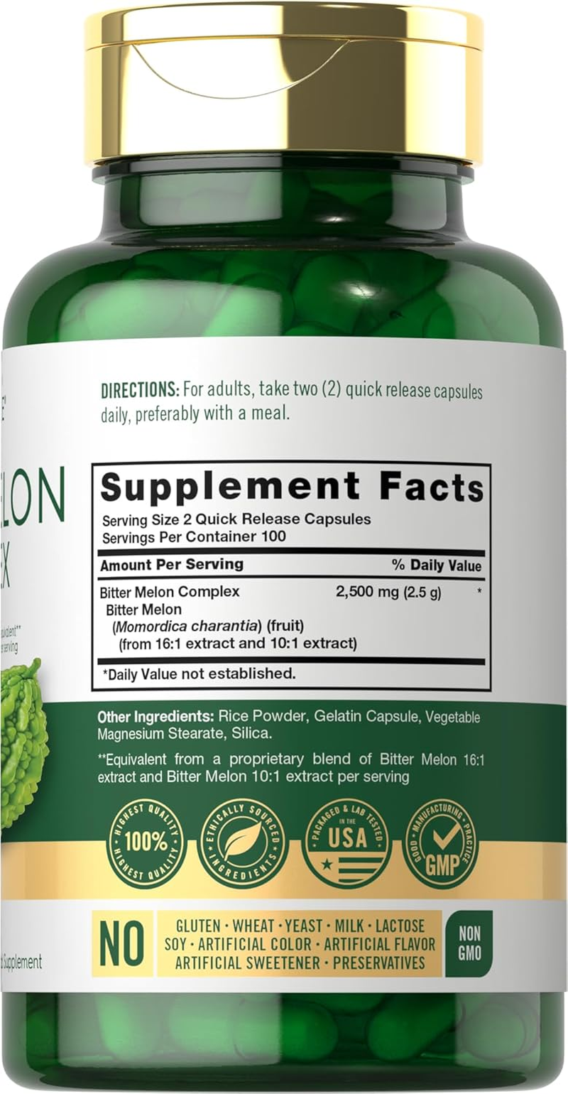 Bitter Melon Capsules | 1000Mg | 200 Count | Non-Gmo & Gluten Free Extract | Complex Supplement | by Carlyle image number 4