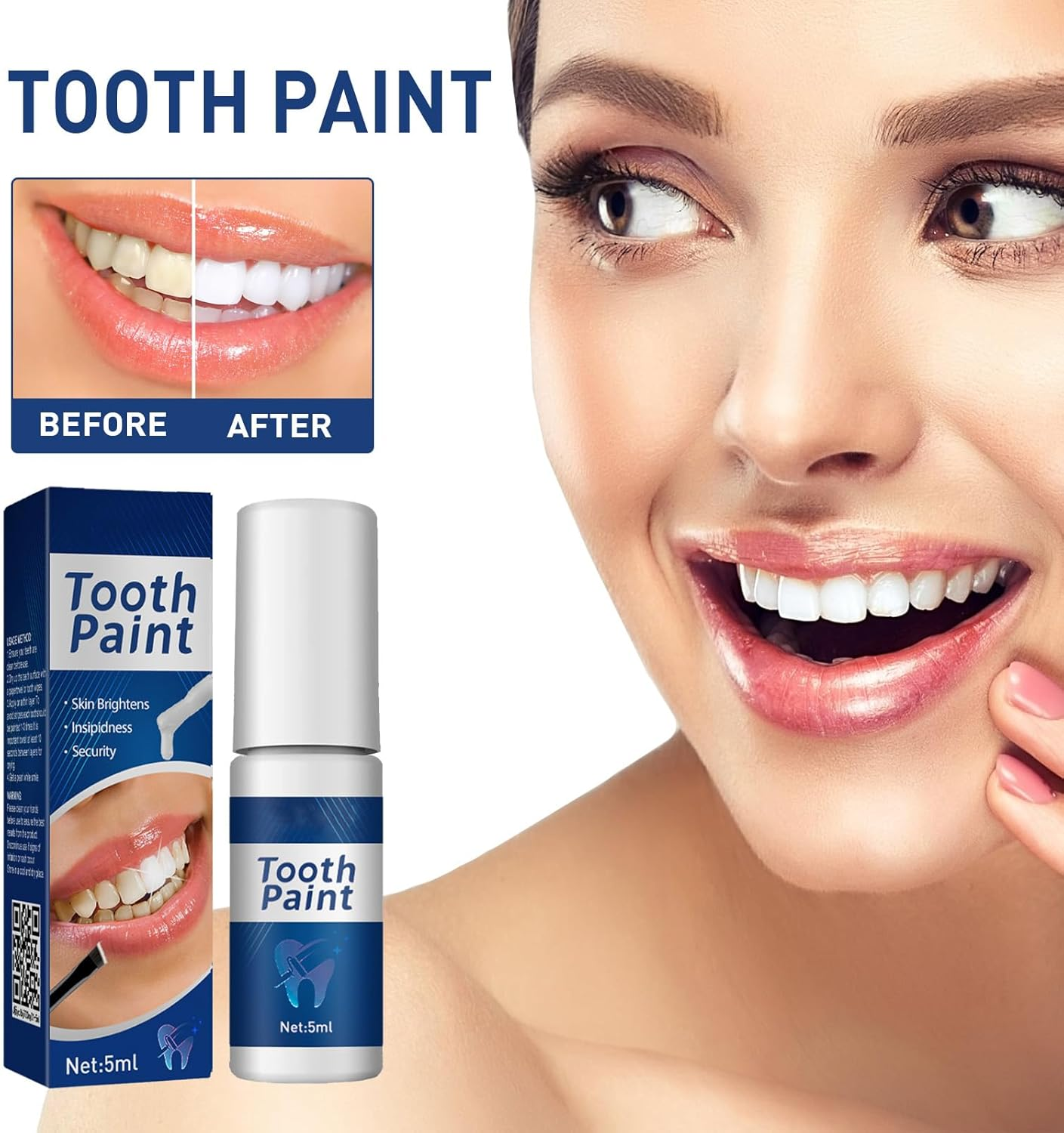Instant Teeth Whitening Paint, Tooth Cleaning Coating Is Gentle and Non Irritating Reducing, Stain Removal, Instant Whitening Dental Lacquer, Effective Teeth Whitening Essencing Gel Pens (2Pcs) - 2Pcs image number 4