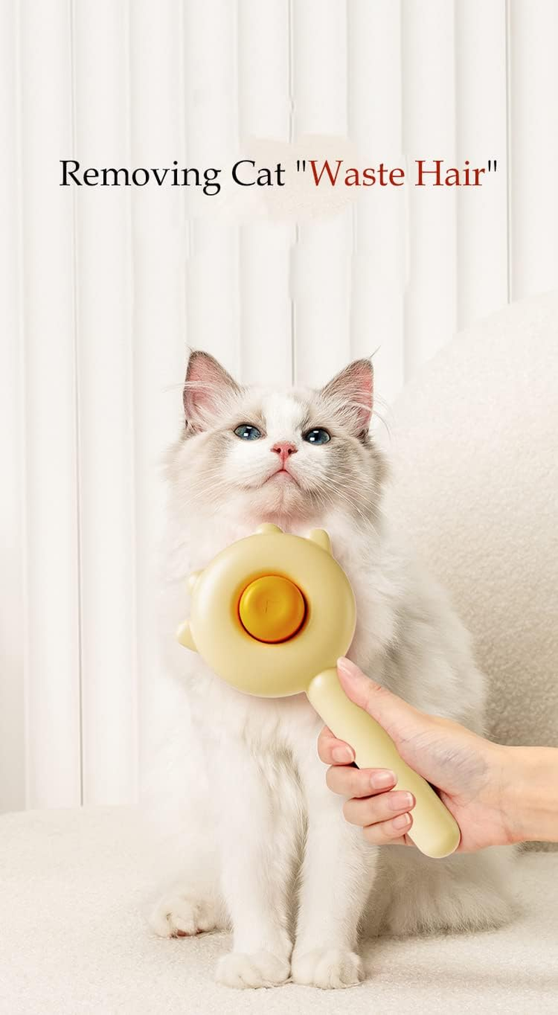 Vingtank Pet Hair Cleaner Brush, Hair Brush for Cats and Dogs, Self Cleaning Slicker Comb for Kitten, Removes Tangles Loose Fur (Yellow, Hair Type: Thin, Thick, Curly) image number 1