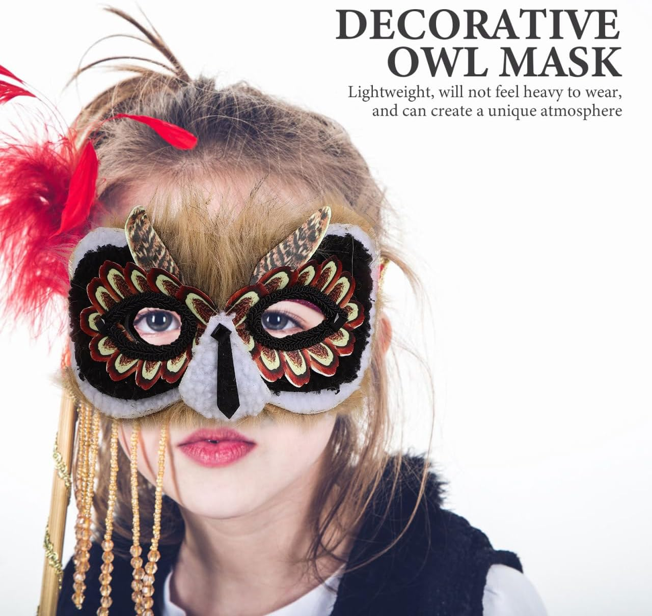 Halloween Owl Mask: Animal Half Face Mask Bird Cosplay Costume Masquerade Halloween Party Cosplay Props image number 1