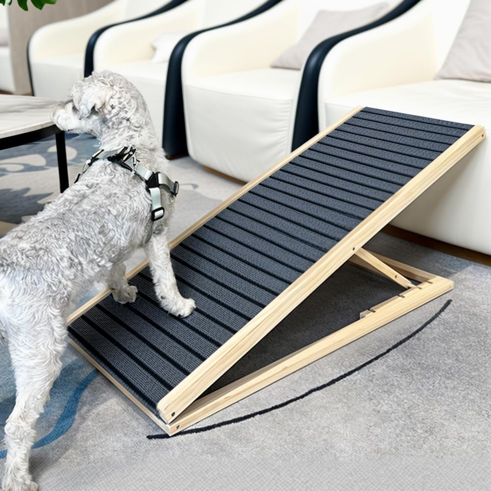 Wooden Dog Stairs 4 Tier, Adjustable & Foldable for Elderly Pets with Joint Pain,Reduce Foot Strain,4-Step Pet Stairs for Small Dog Cat Training Ramp image number 1