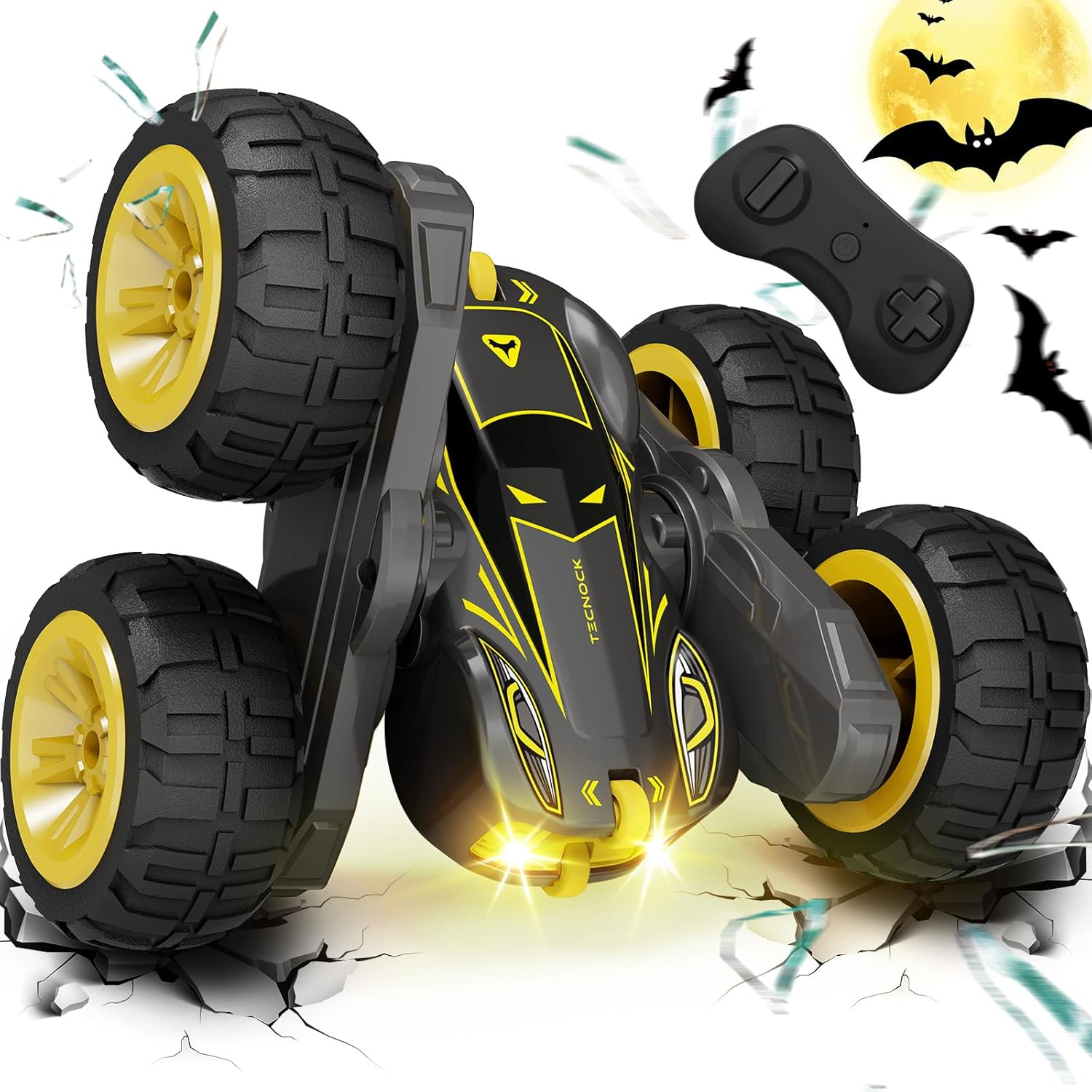 Tecnock Spider Remote Control Car, 2.4Ghz RC Cars with USB-C Easy Charging, 4WD Double Sided 360&deg; Rotates & Flips RC Stunt Car