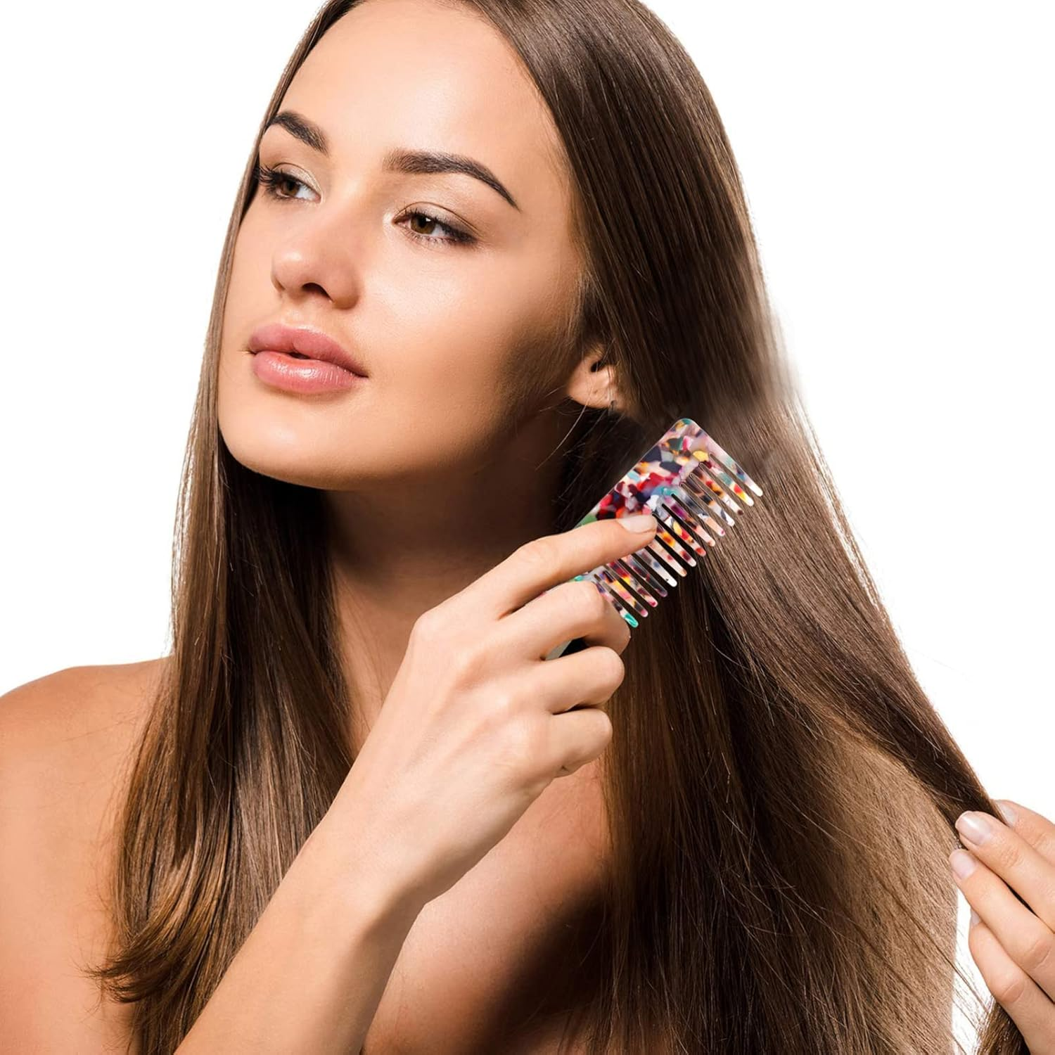 Kichvoe 1Pc Stylish Anti-Static Hair Comb Wide Tooth Detangler for Home Use for Smooth Thick Hair Comfortable Grip for Wet Dry Styling Unisex Design image number 6