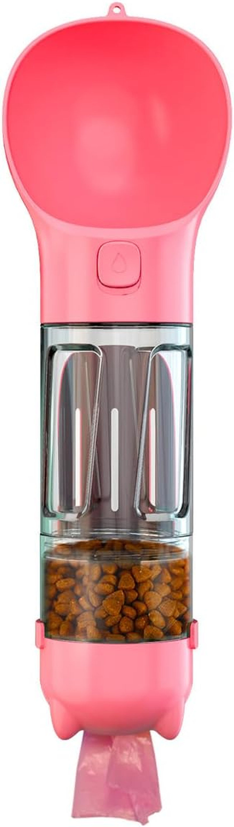 AIMALL 1PC 300ML Pet Travel Water Bottle, Portable Dog Water Cup with Poop Shovel, Dog Food Storage, Garbage Bag Holder, One-Handed Operation, Leakproof, 12.8In/32.5Cm