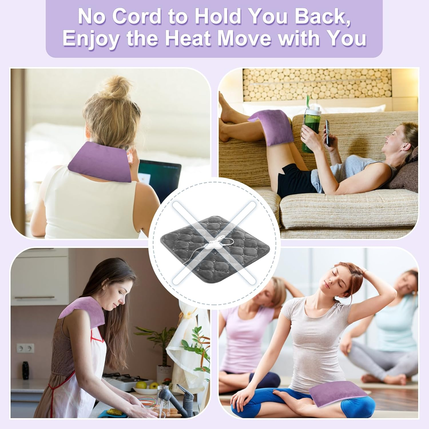 Suzzipad Heating Pad Microwavable for Pain Relief with Washable Cover, 7 X12" Reusable Heat Pad for Shoulder, Belly, Elbow, Knee, Moist Heat Pack for Period Cramps, Arthritis, Joint Pain, Sore Muscle image number 5