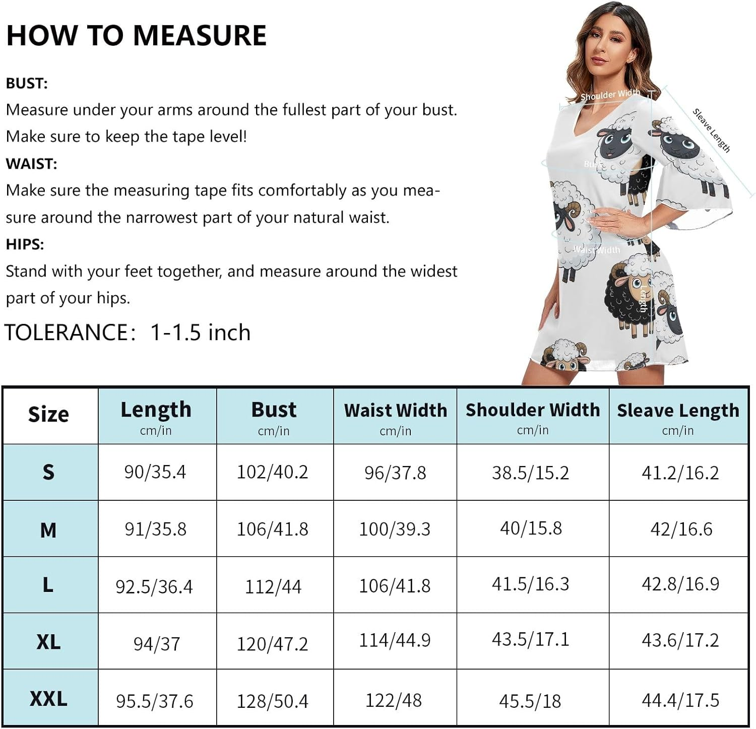 Cute Cartoon Sheep Casual V Neck Dress Printed Line Maternity Dress S-XXL image number 5