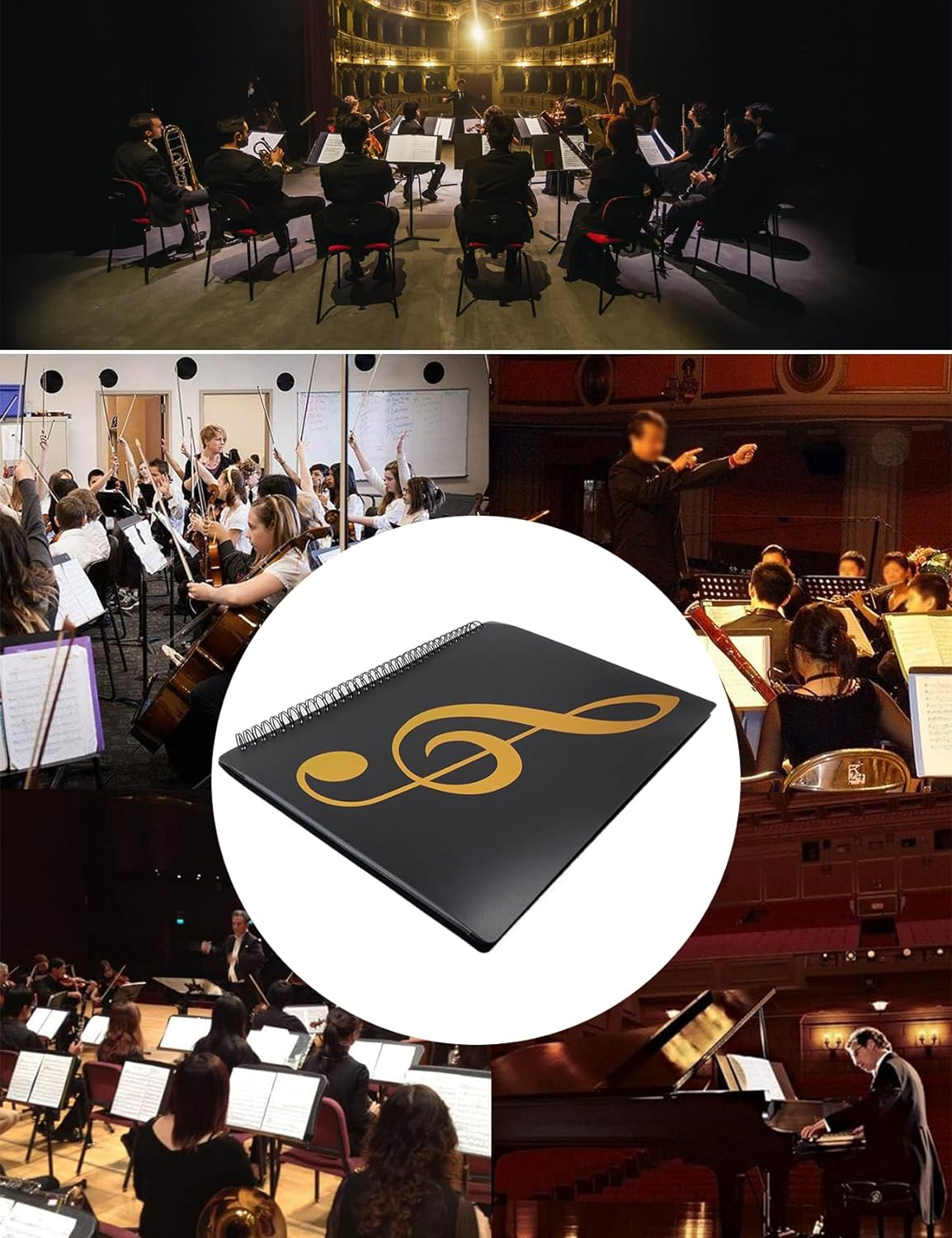 Sheet Music Folder, 4-Page Expandable Music Folder, A4 Score Folder, File Storage Folder, Documents Storage Folder, Binder Music Folder, Organizer for Storage, Spiral Binder Organizer Music Stand (BL) image number 1
