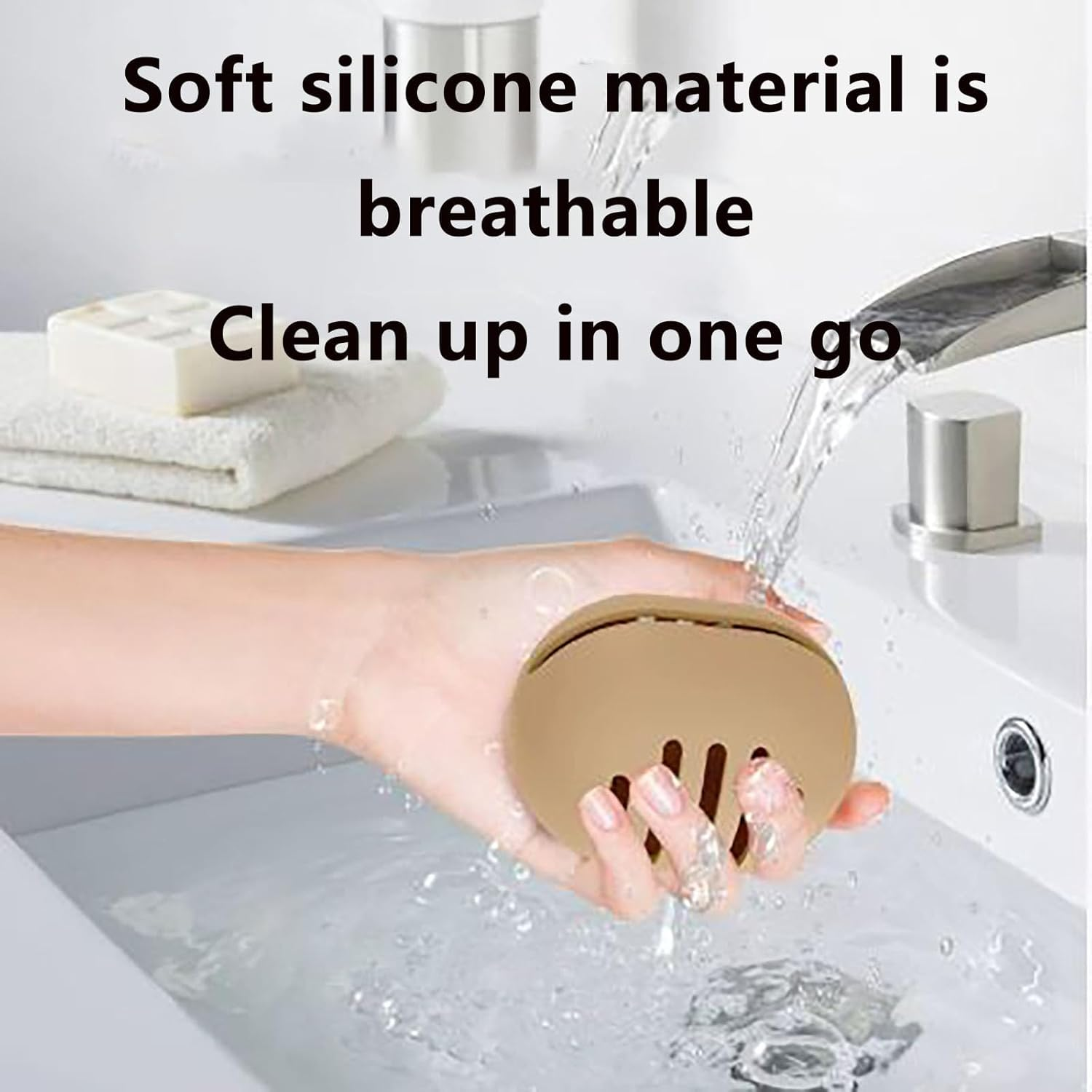 SYGELER Silicone Makeup Sponge Holder &ndash;Beauty Blender Travel Case, Washable Silicone Cosmetic Sponge Drying Box（Brown image number 1