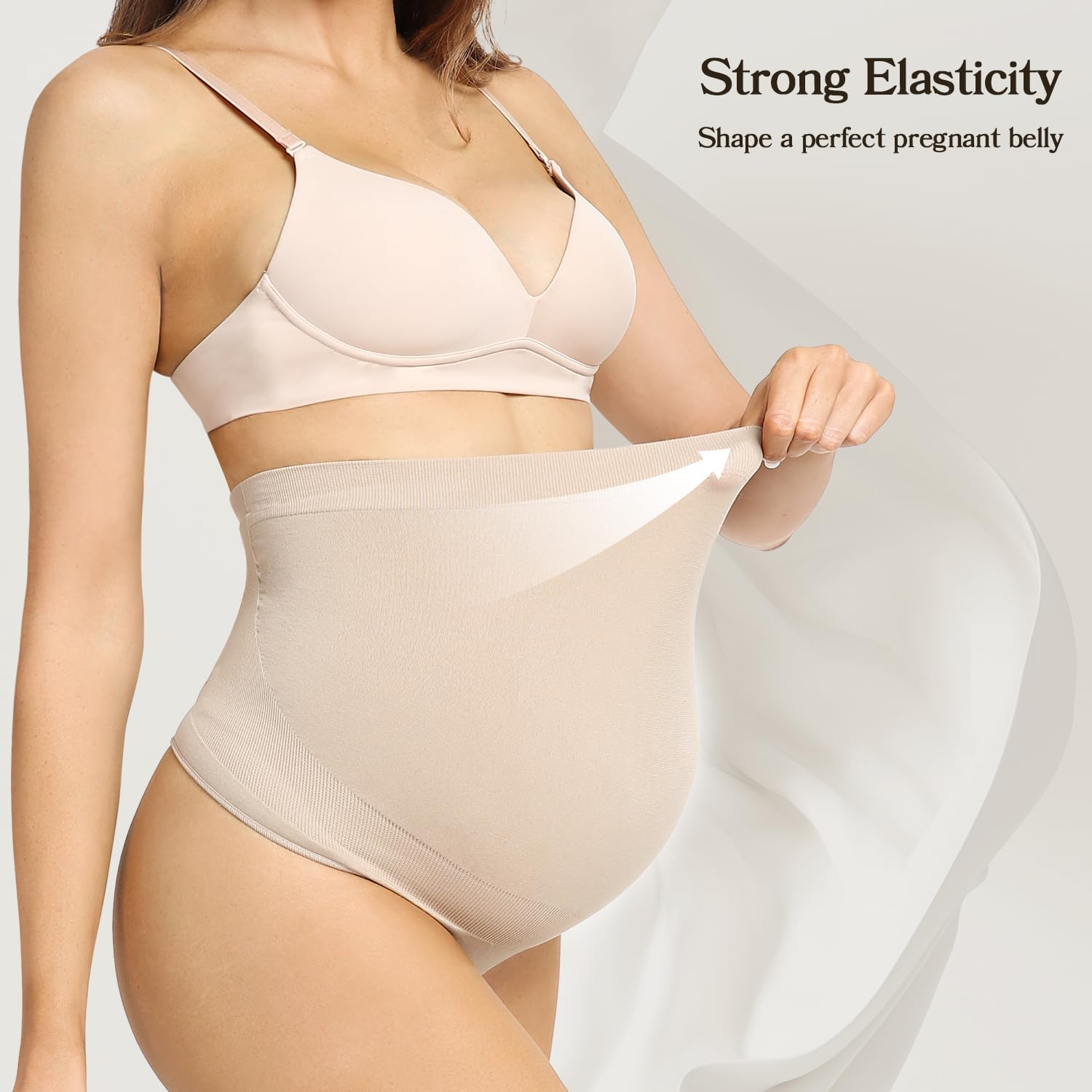 Seamless Maternity Shapewear over Belly Support Thong High Waist Underwear Panties for Pregnancy