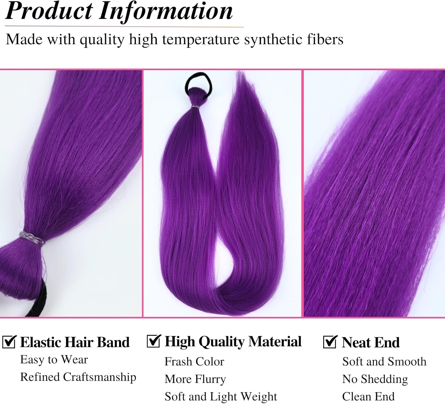 Purple Braiding Hair, 2PCS Purple Hair Extensions for Braiding, 26 Inch Anime Character Cosplay Wig Purples Hair Braids Pre Stretched, Fancy Dress Wig Costume Accessories, for Kids & Adults