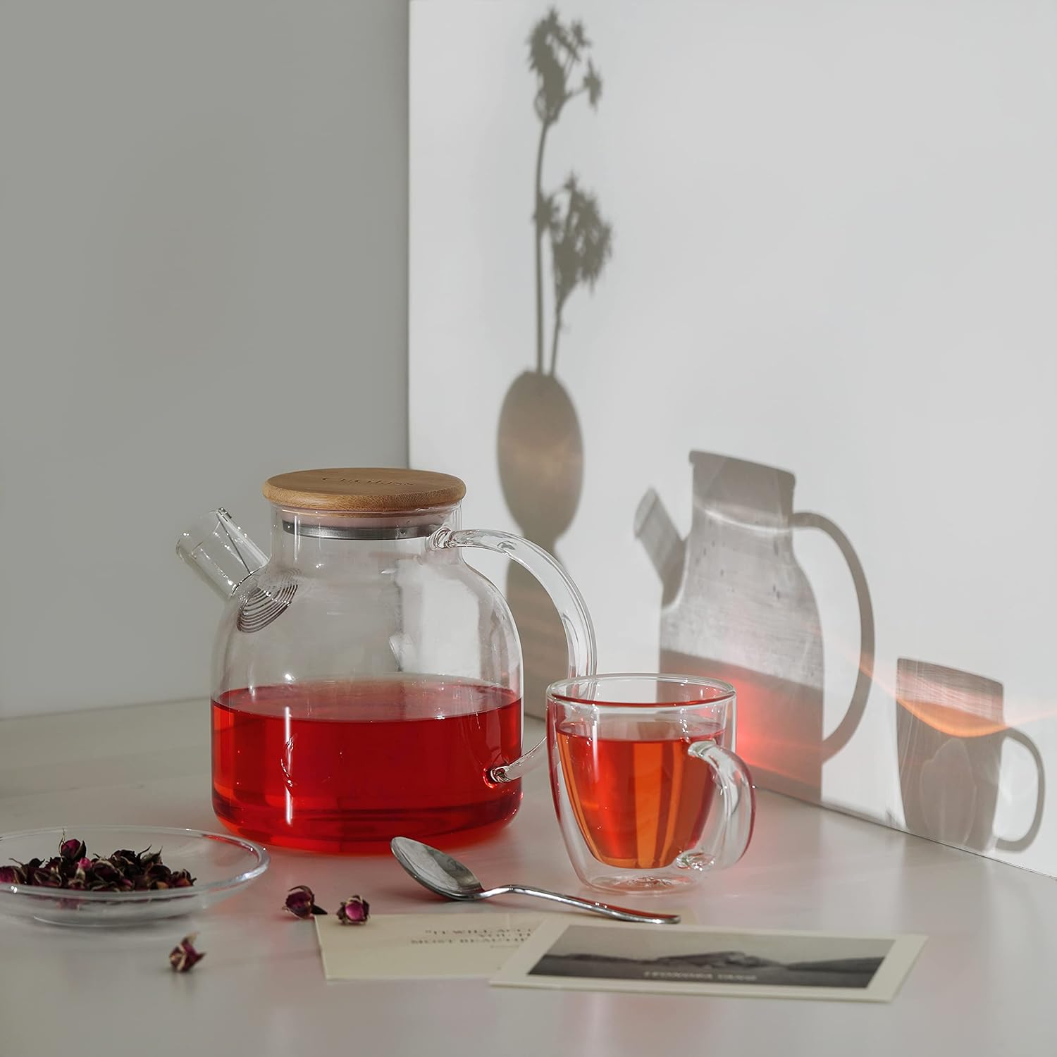 Cnglass Glass Teapot Stovetop Safe,30.4Oz/900Ml Clear Teapots with Removable Filter Spout,Teapot for Loose Leaf and Blooming Tea image number 6