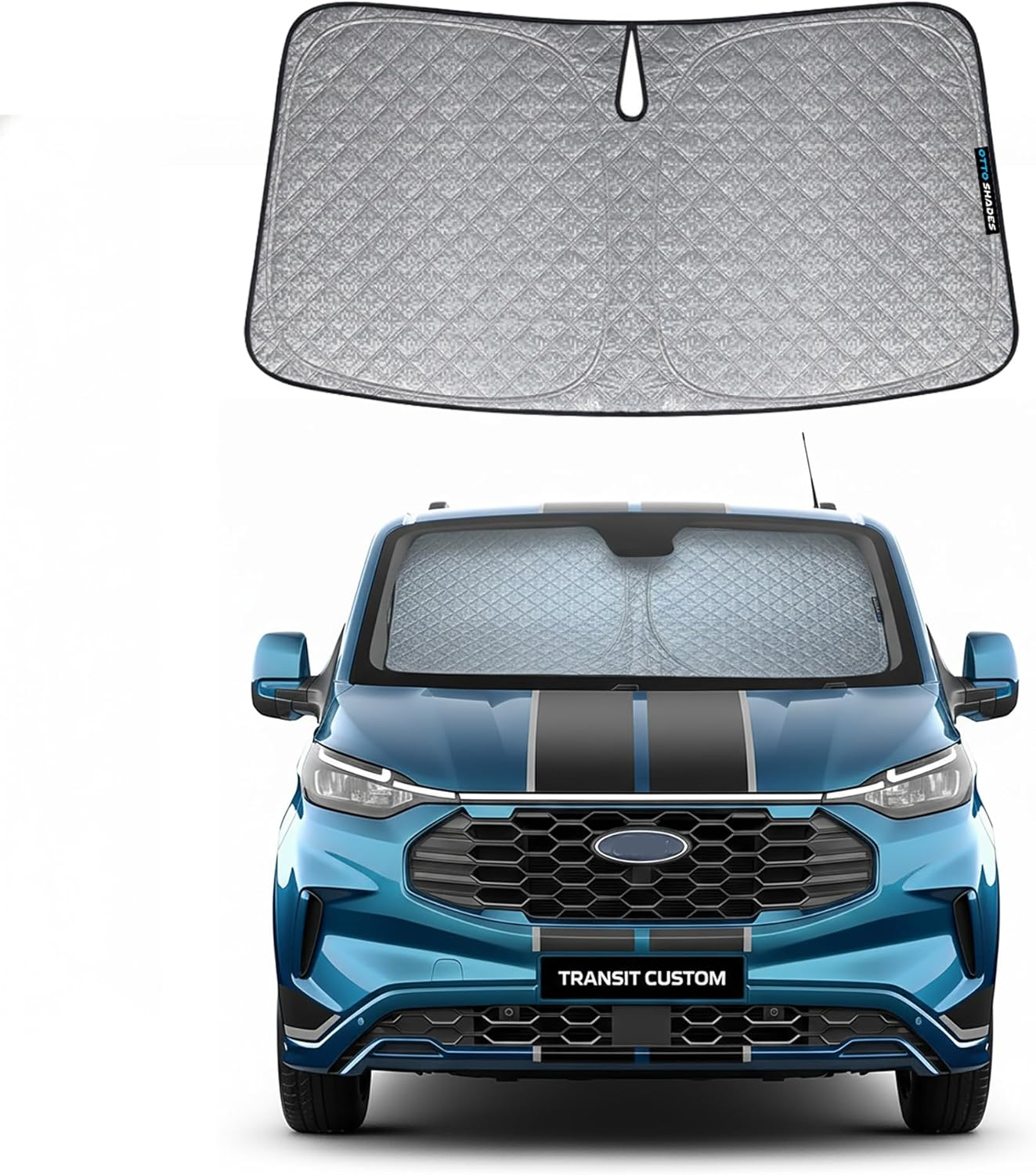 Patented Thick Windscreen Sunshade for Ford Transit Custom 2013-2026, 6-Layer Custom Fit, Maximum UV Protection & Heat Shield | Foldable Front Window Sunshade & Sun Visor Accessories image number 3