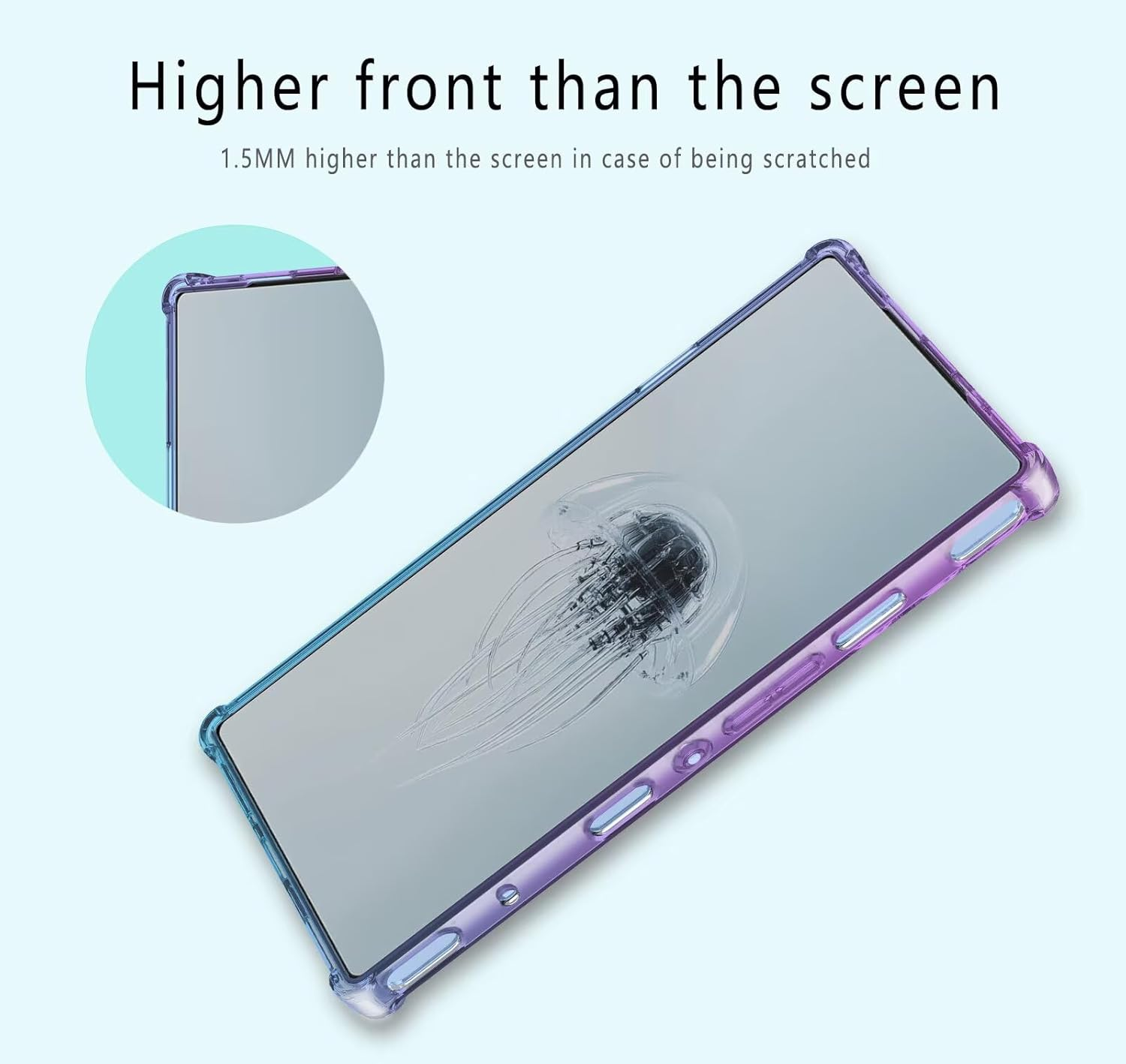 HONLEN Case for Smartphone, Compatible with Redmagic 10 Pro Case, (6.85 Inches) Transparent Gradient Design TPU Silicone Mobile Phone Case, Reinforced with Four Corners Cover Pink Green image number 4