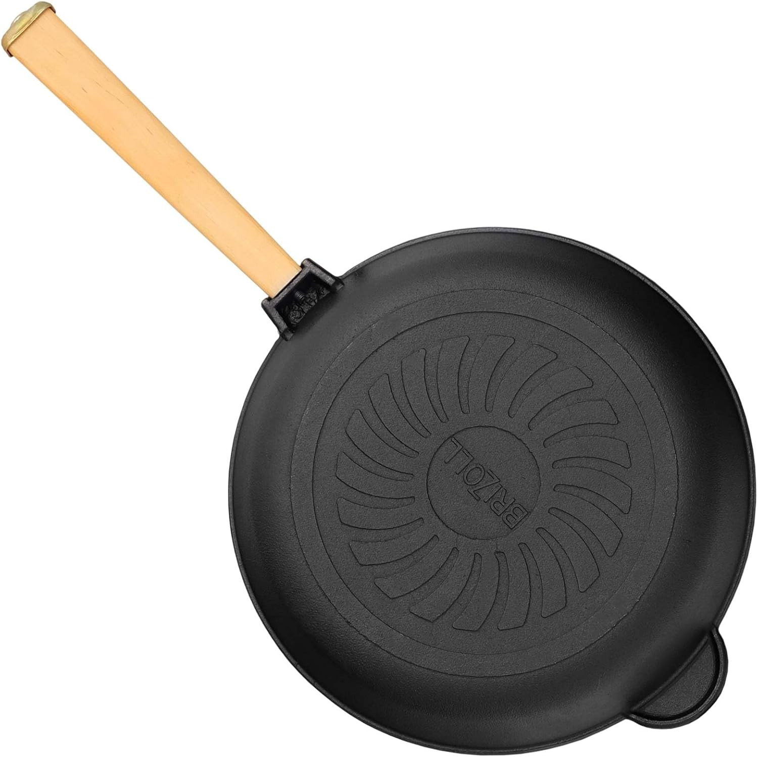 4Big.Fun Cast Iron Pan Diameter 24 Cm with Wooden Handle Removable 62 Mm High Cast Iron Frying Pan Steak Pan Cast Iron Pan Fire Pan Gas Grill Oven Fire Pit All Types of Cookers Induction image number 1