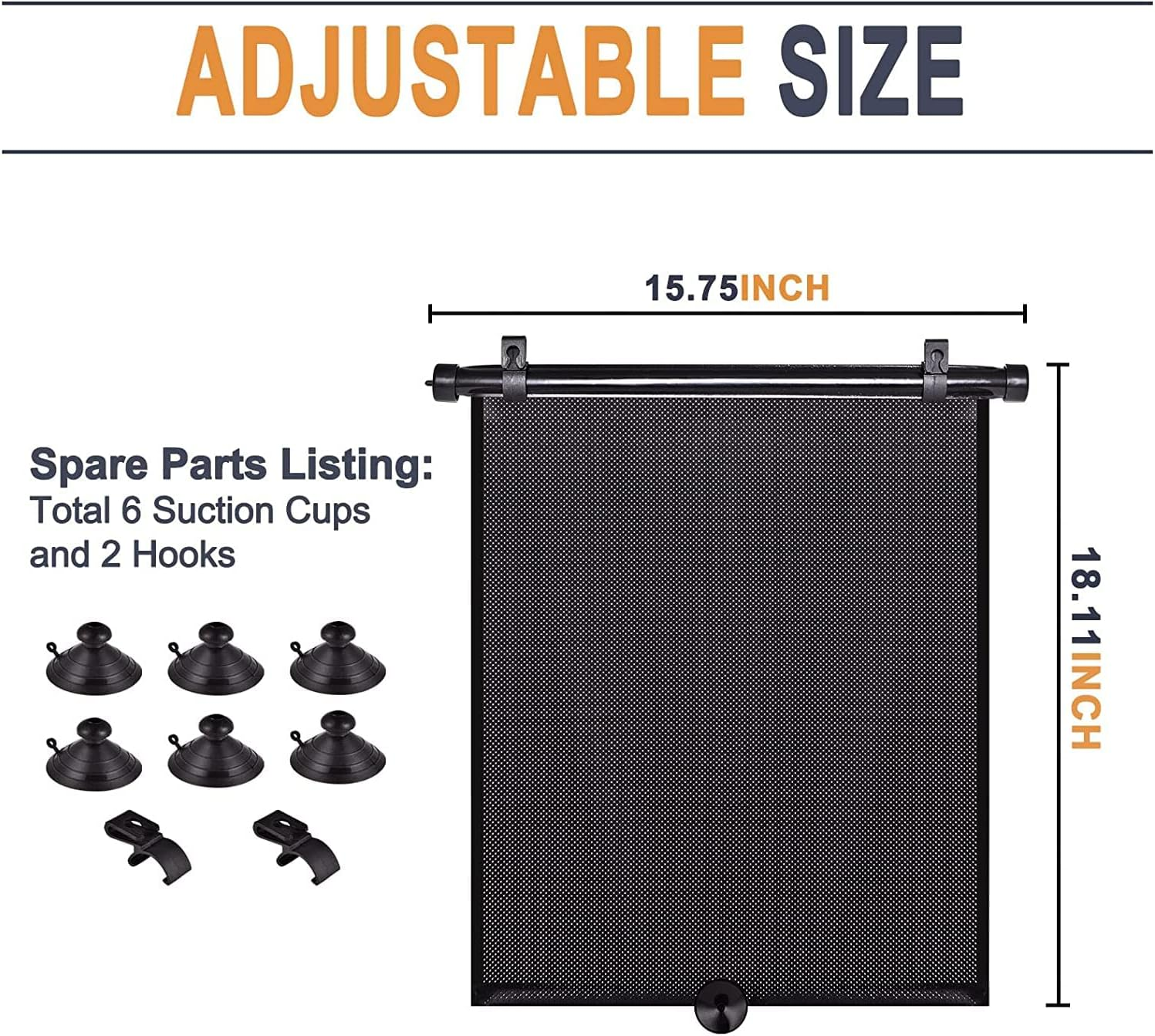 Car Sun Shade Side Window, Retractable Car Roller Shades for Side Window Blocks Harmful Sun Glare and Heat