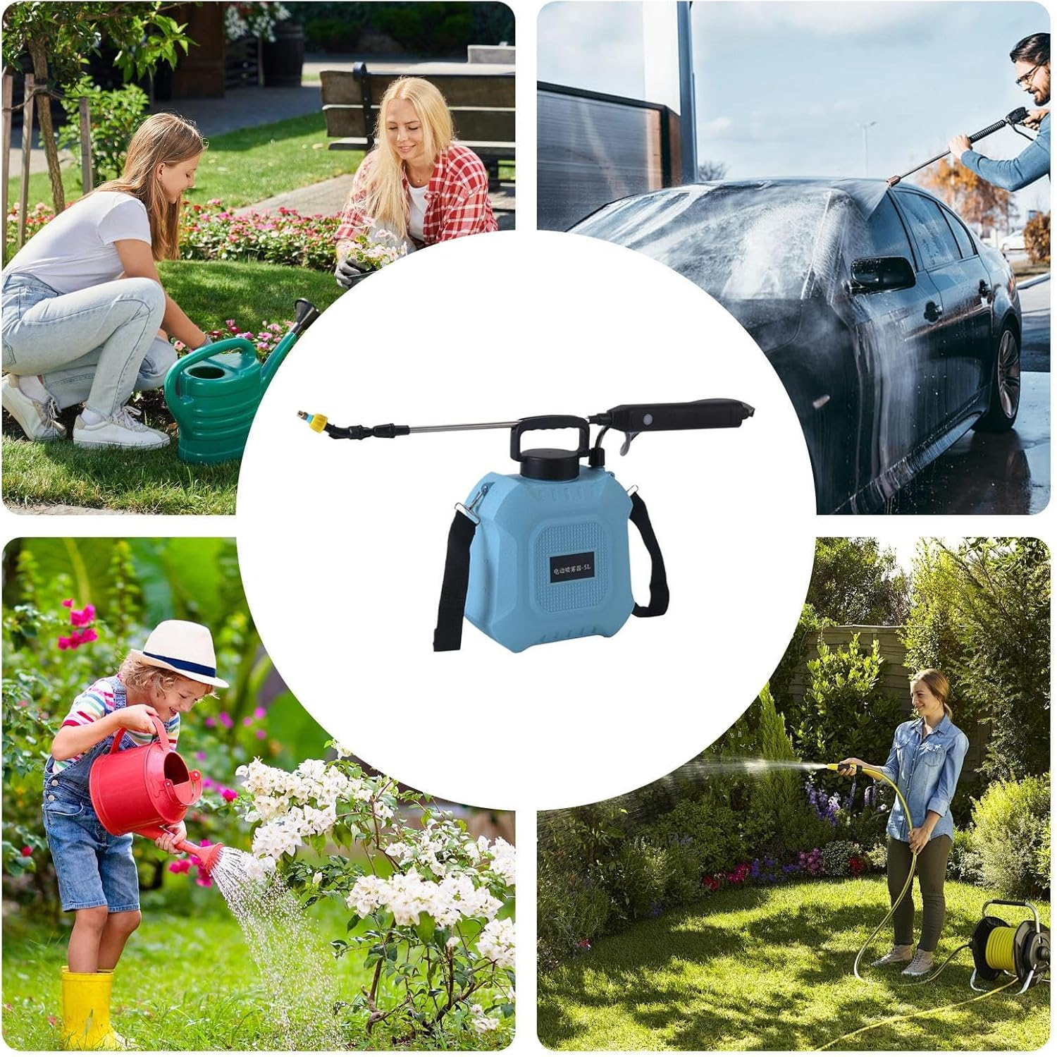 Electric Backpack Sprayer,Type-C Rechargeable Battery Sprayer | Gardening Supplies with 3 Nozzles for Watering Fertilizing Cleaning Fumigation Farm Greenhouse Landscaping Yard image number 4