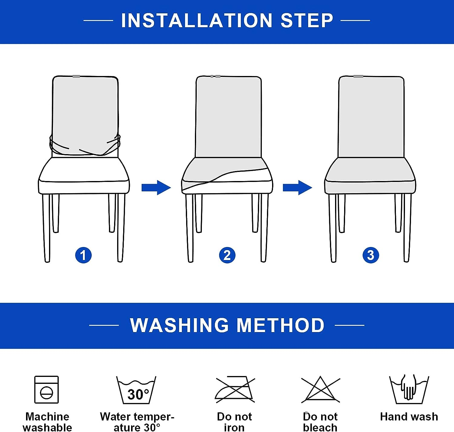 Stretch Dining Chair Covers Soft Removable Kitchen Seat Covers Parsons Chair Slipcovers for Dining Room (6, Black) image number 1