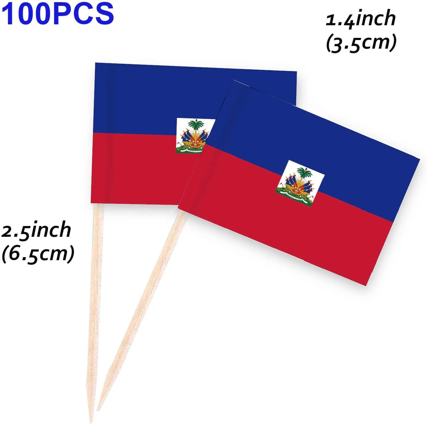 100 PCS Haiti Flag Cake Topper,Haitian Cupcake Stand for Party Decoration Supplies image number 1