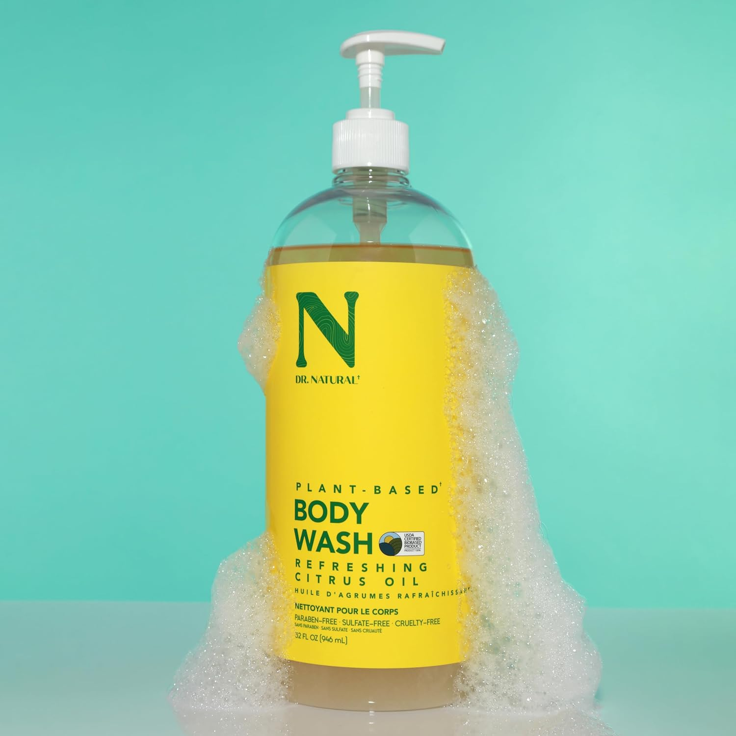 Dr. Natural Refreshing Citrus Oil Body Wash - Dry Skin Moisturizing Natural Body Wash with Shea Butter and Coconut Oil - for Family and Pets - 946 Ml image number 5