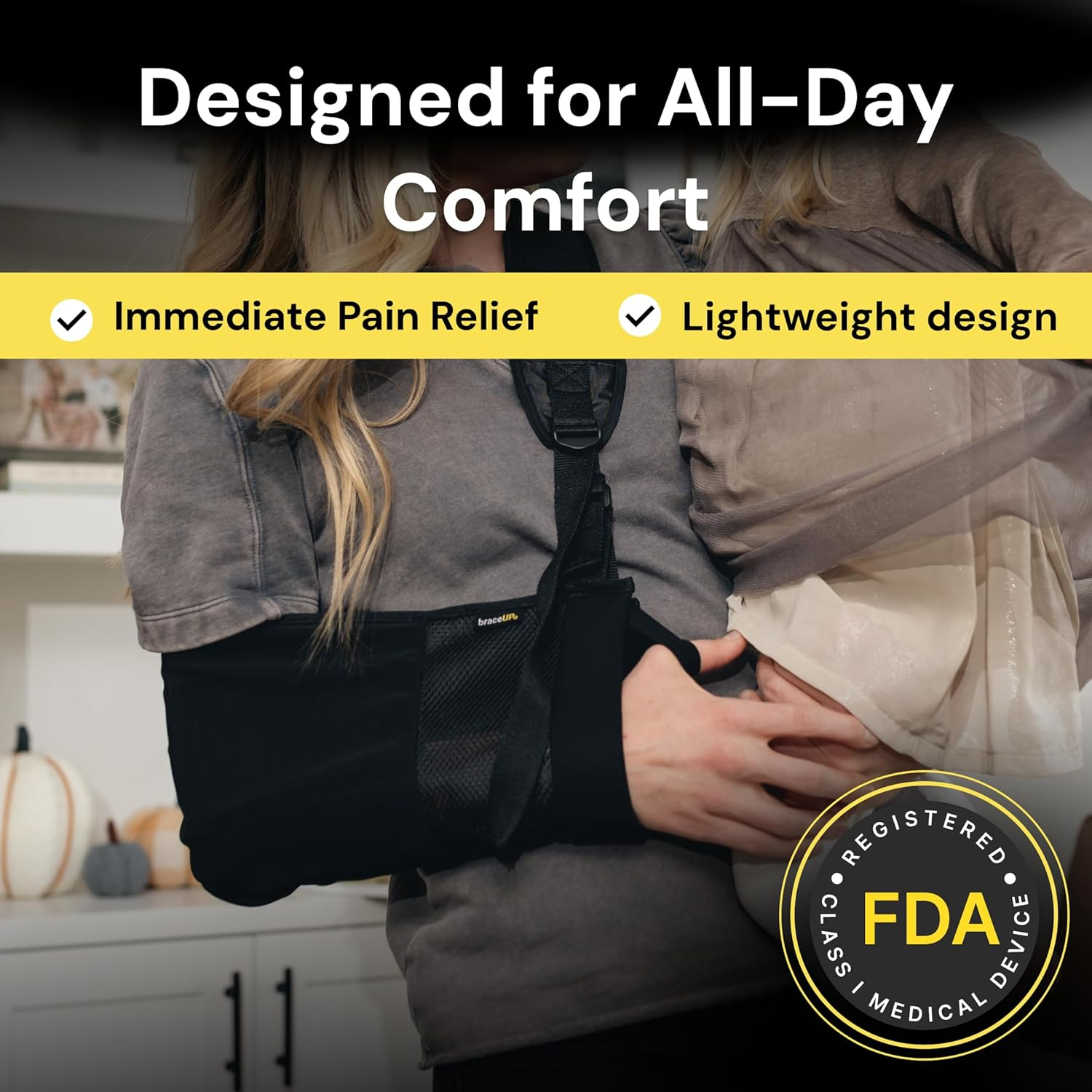 Braceup Arm Sling Adjustable Arm Support for Broken Fractured Arm and Elbow image number 6