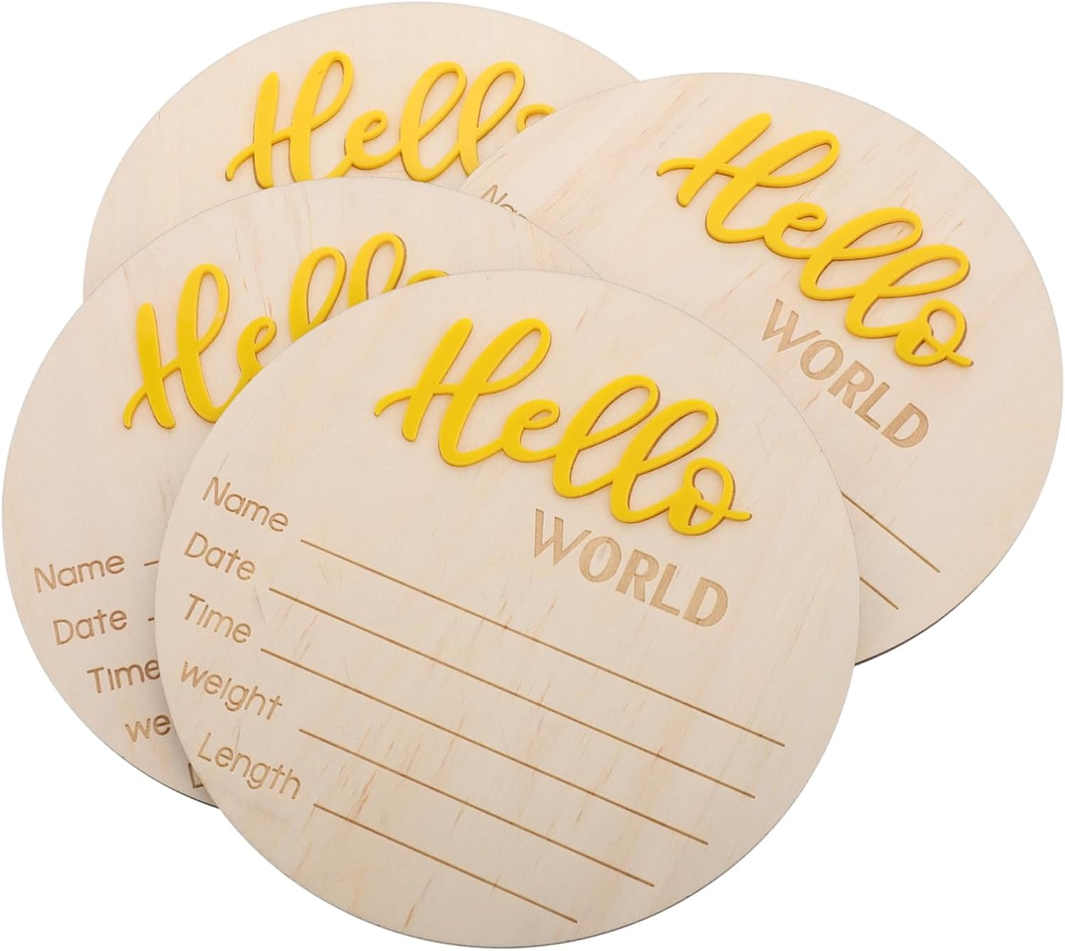 4Pcs Wooden Birth Announcement Sign Newborn Shower Welcome Sign Card Prop for Nursery Boy Girl