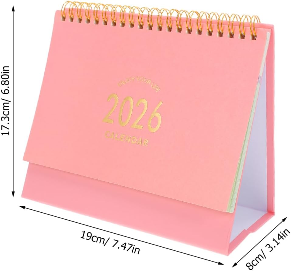 SHINEOFI 2025-2026 Small Desk Calendar &ndash; Flip Desktop Monthly Planner Standing Table Calendar Thick Paper Organizer for Home Office - Pink image number 5