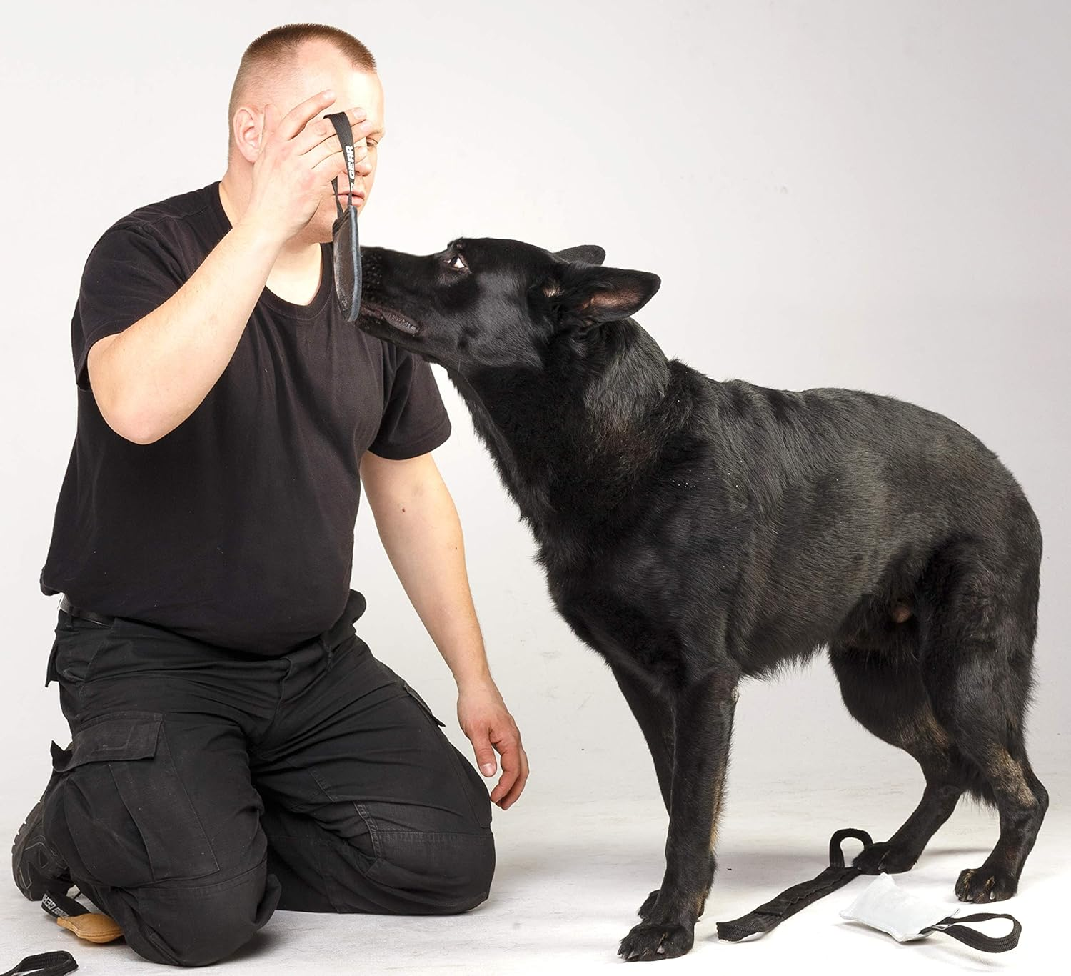 Dingo Gear Bite Tug Genuine Leather Handmade Tough Toy for K9 Dog Training and Play S00229, Black image number 4