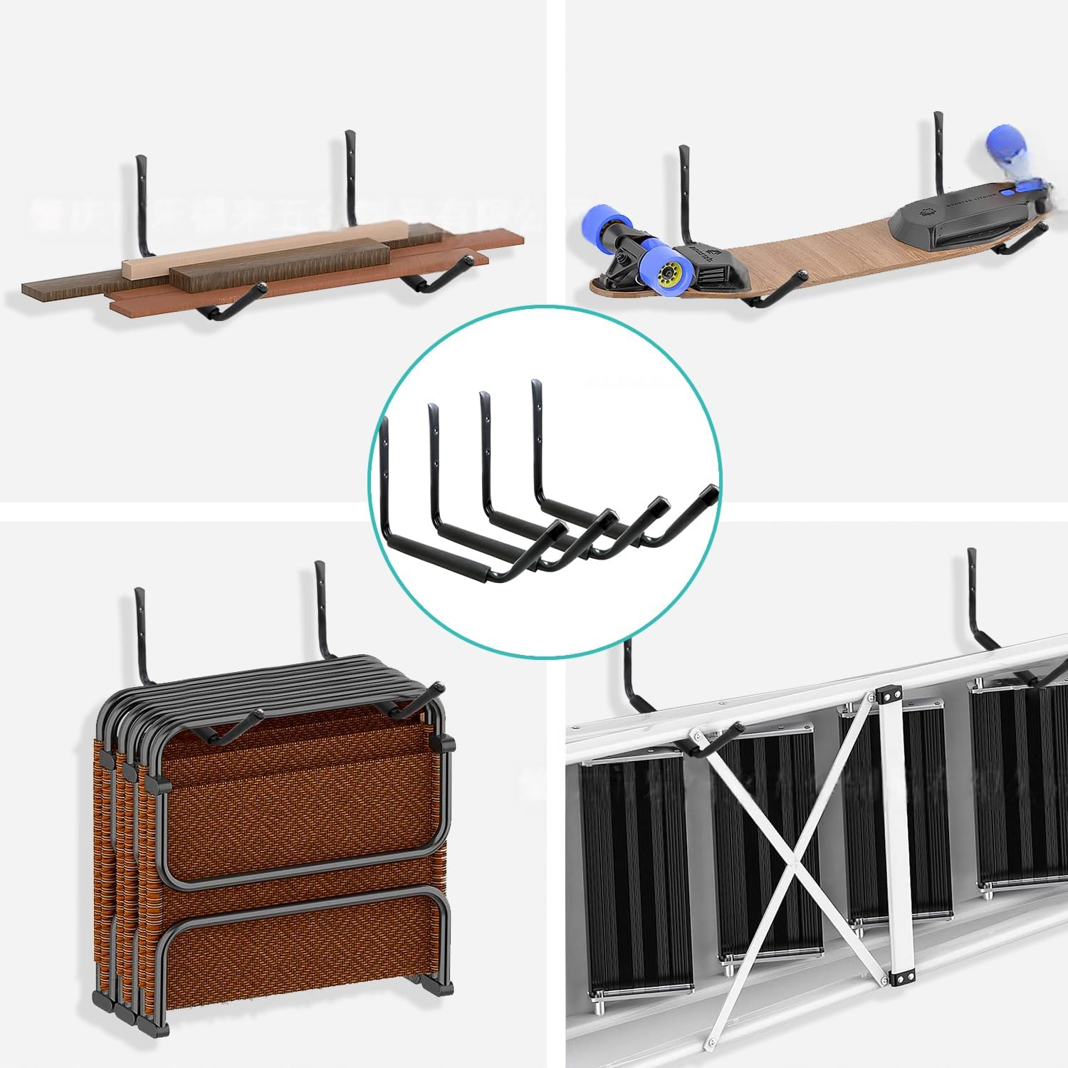 4Pcs Wall-Mounted Kayak Rack Outdoor Kayak Storage Rack Heavy Duty Paddleboards Hanger 15.15X9.84In for Garage Indoor Outdoor Garden Ladder Bike Paddleboards Surfboard Apartment Beach image number 6