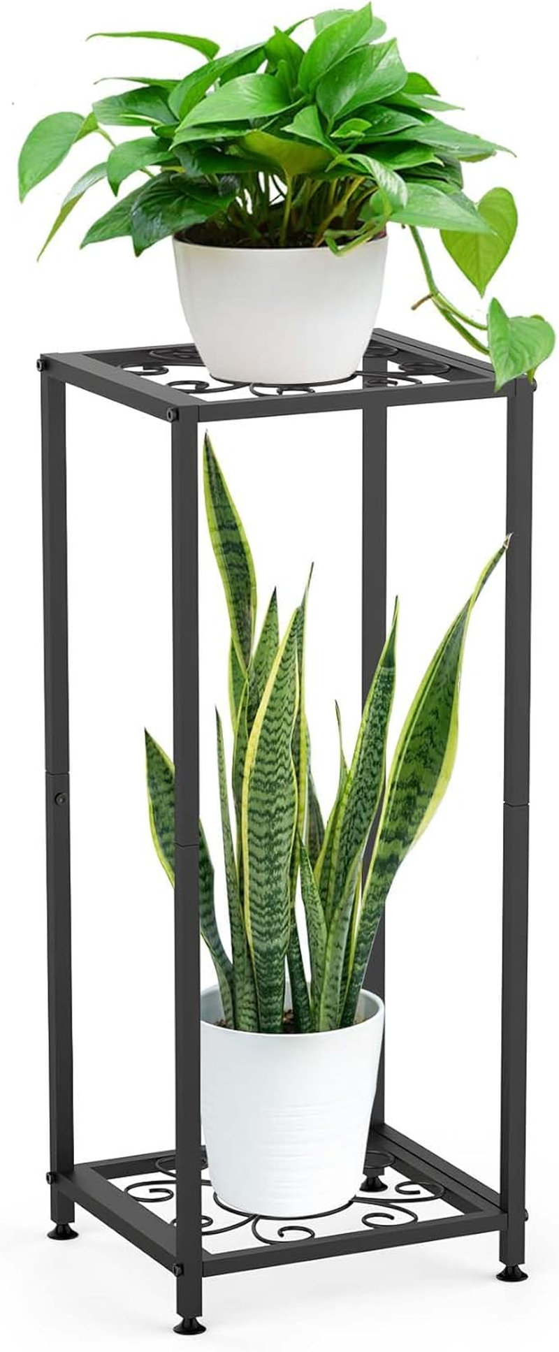 Plant Stand Indoor Plant Stand Outdoor Waterproof Metal Tall Plant Stand 2 Tier Plant Stands Black Plant Shelf Holder Rustproof Stable Plant Stands for Living Room Balcony Garden image number 3