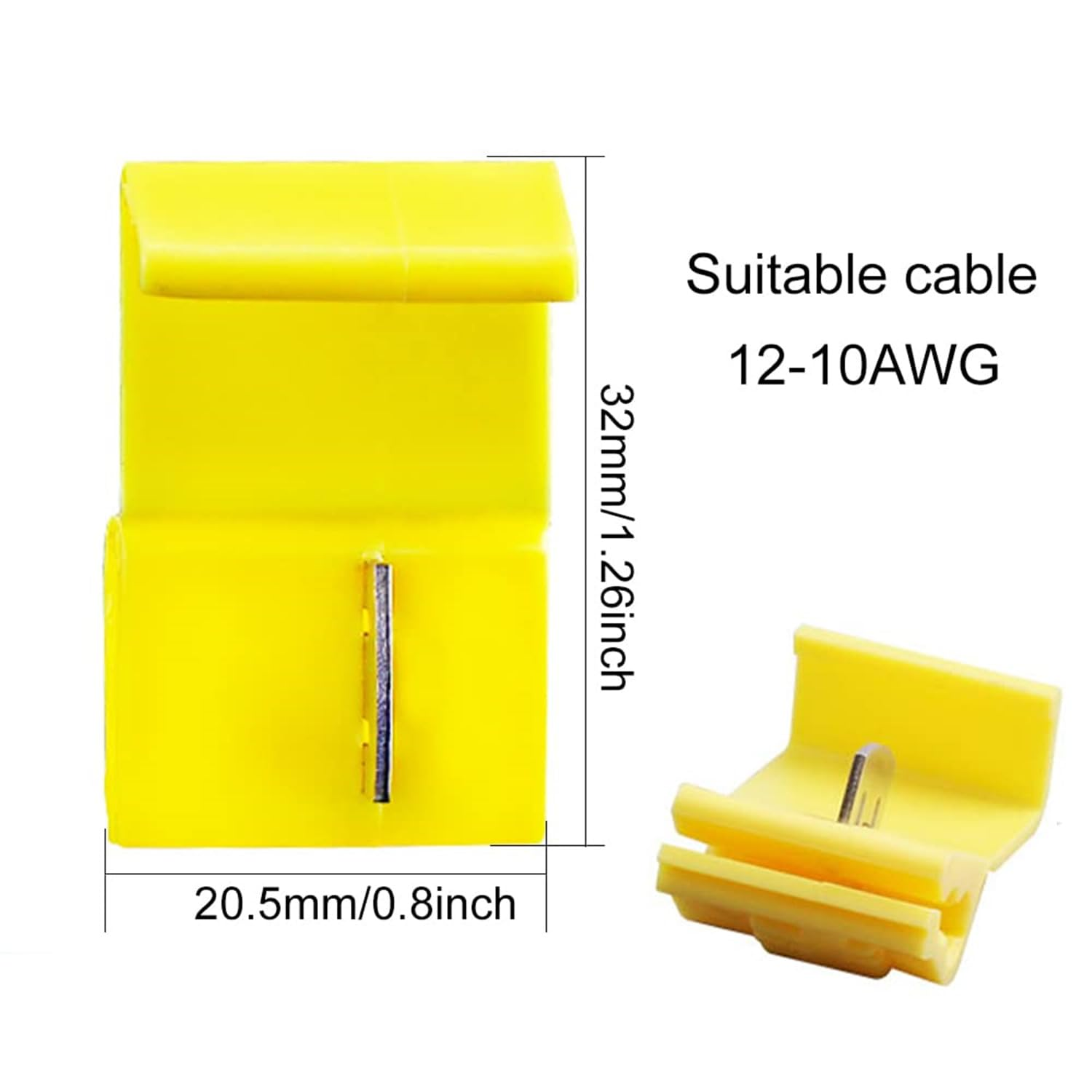50PCS Solderless Quick Splice Wire Connectors, 12-10 AWG Scotch Lock Snap Electrical Wire Connector (Yellow) image number 5