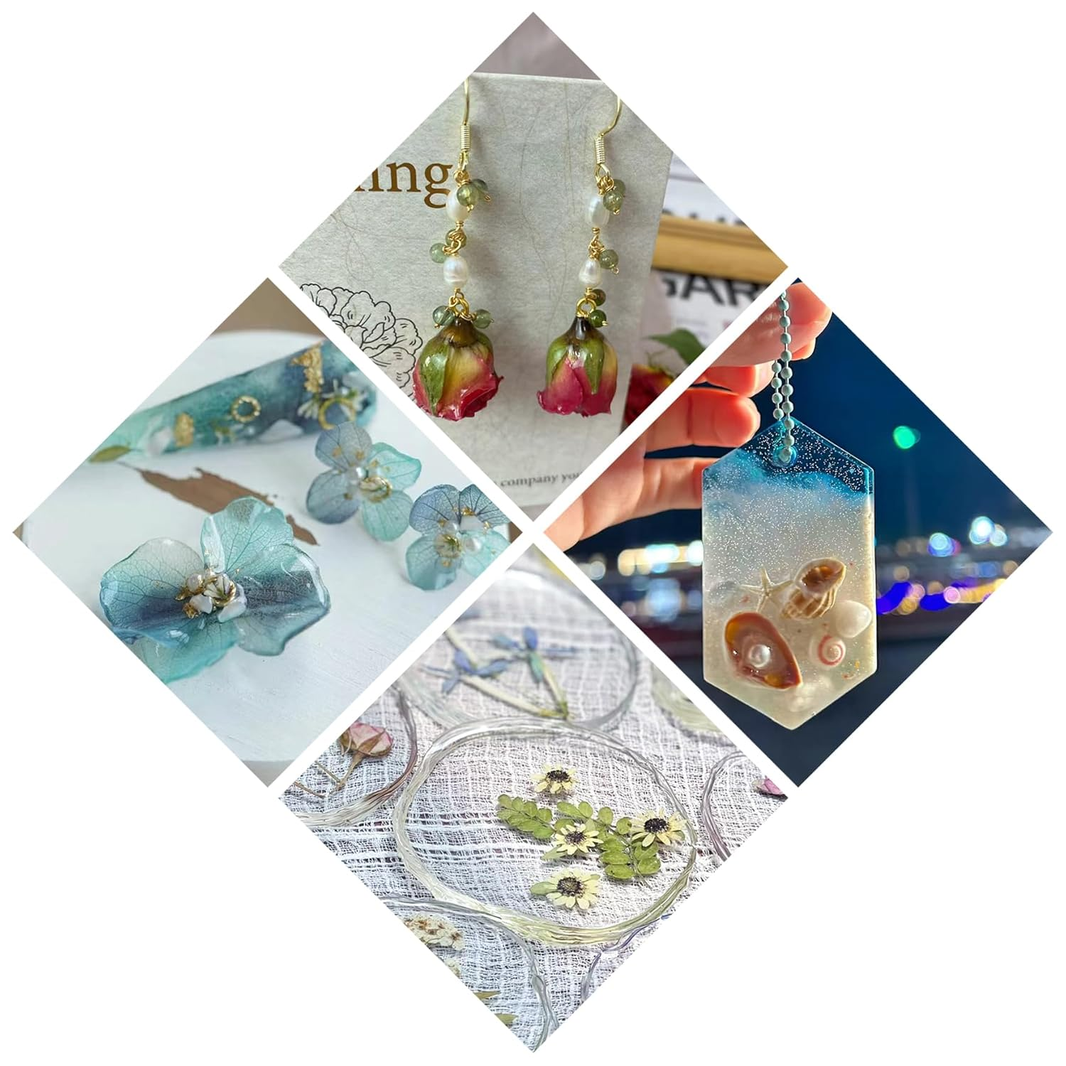 500G UV Resin, Upgrade Formula Crystal Clear Solar Cure Sunlight Activated Hard Resin Kit for Jewelry Making, Casting & Coating, DIY Craft image number 1