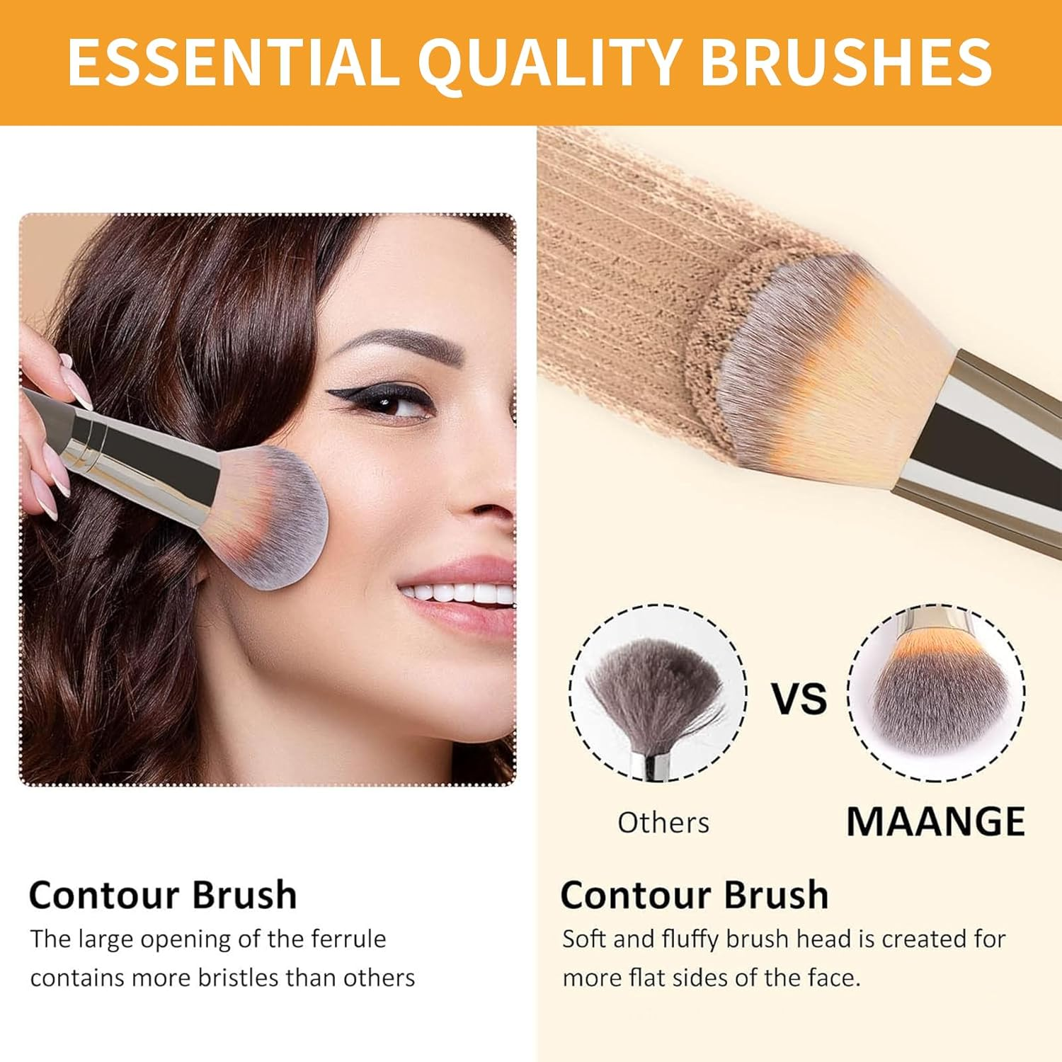 10Pcs Professional Travel Makeup Brushes Set, Foundation, Eyeshadow, Blush, Contour Concealer Brush for Face and Eye Make up Brushes image number 4