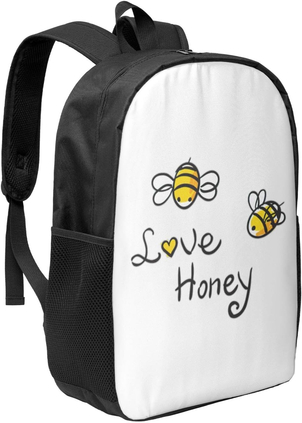 Edwal Bee Love Honey Print Lightweight Backpack Unisex Casual Rucksack Travel Stylish Daypack for Work College, Black, One Size image number 6