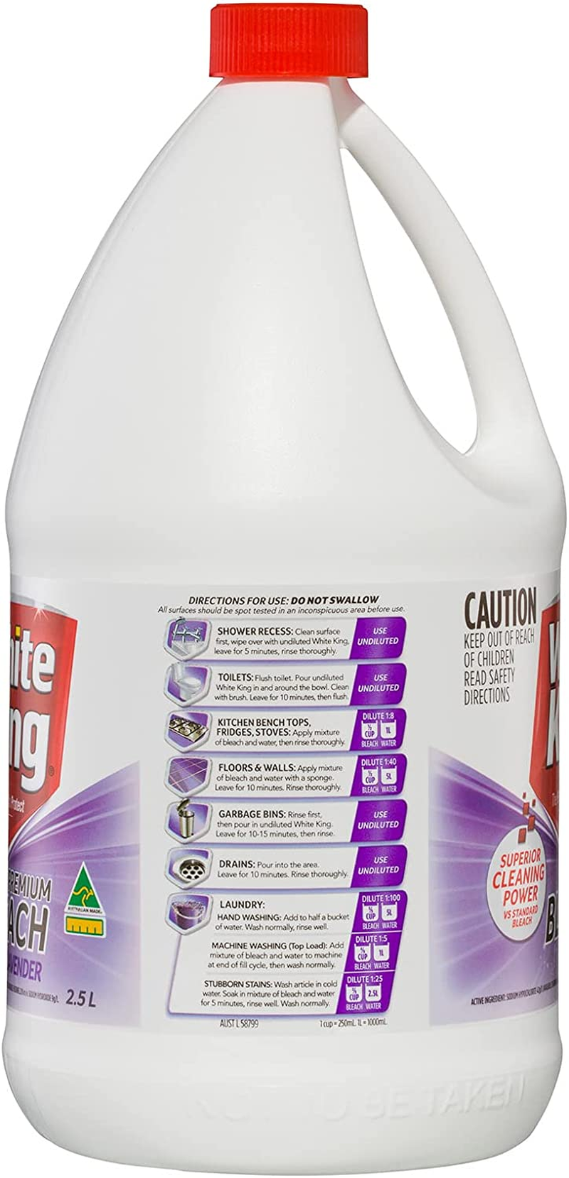 White King Premium Lavender Bleach 2.5 Litre image number 2
