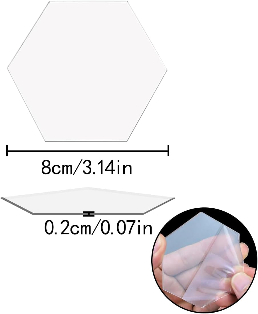 Hexagon Shape Name Cards, 20 Pcs Clear Acrylic Name Place Cards for Wedding, Birthday Party, Banquet Events (8CM) image number 4